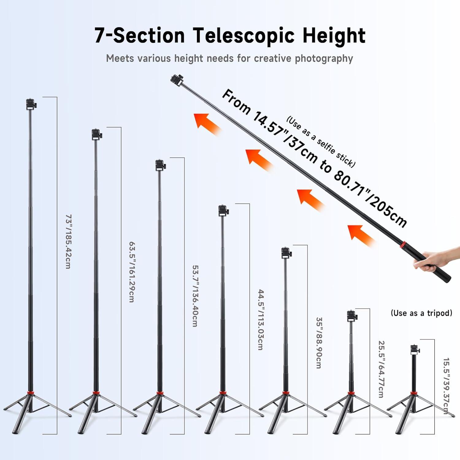 Trípode de Aluminio YSKE 205 cm Ajustable para Cámara y Luz