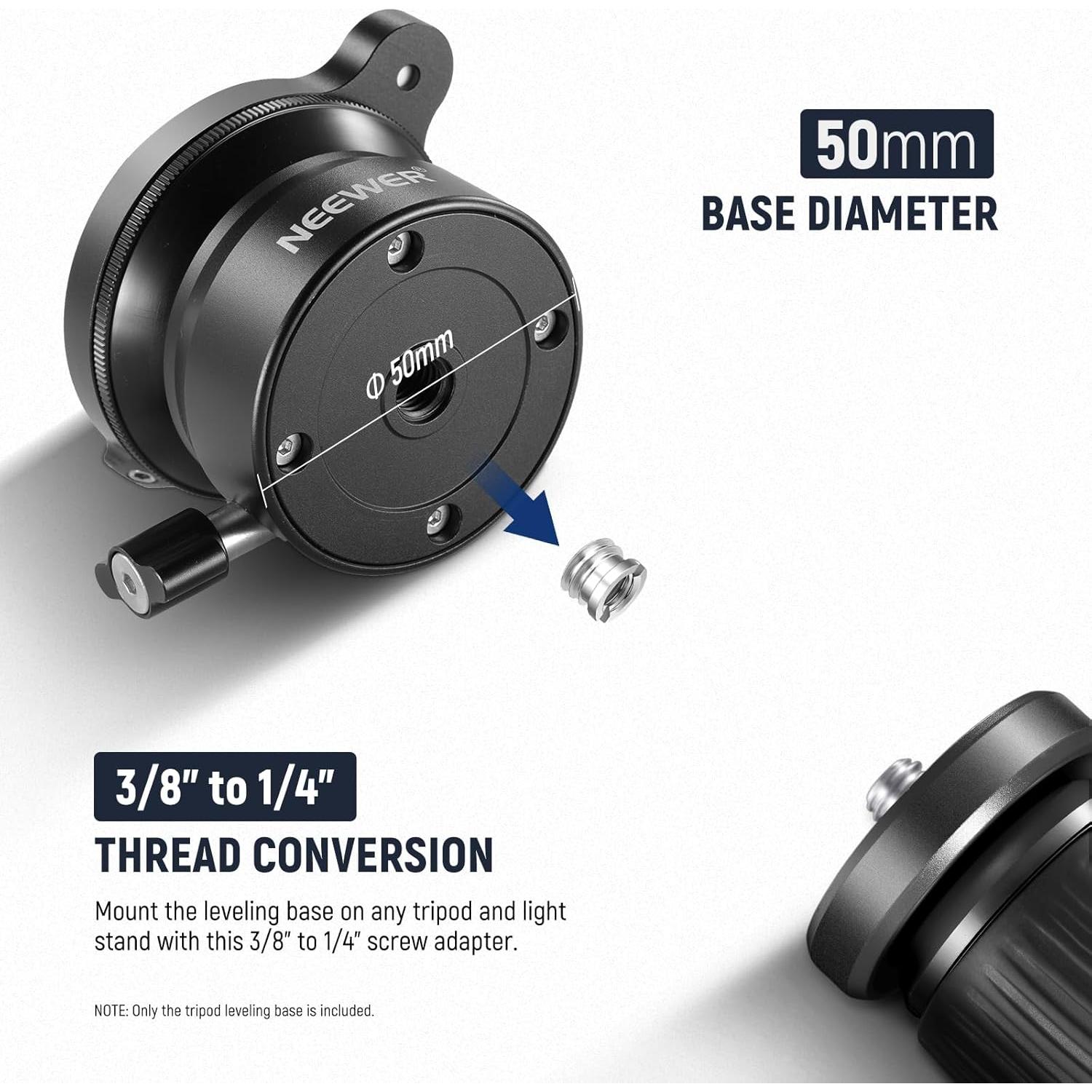 Base de Nivelación de Trípode NEEWER 50mm con Burbuja