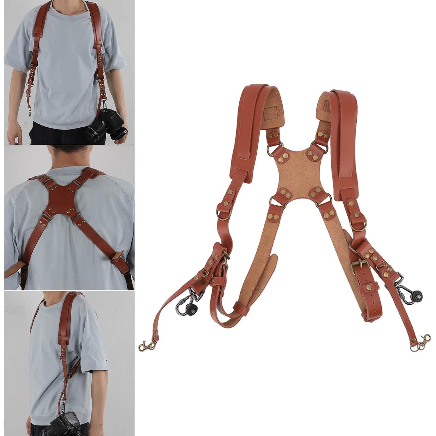 Arnés Doble Cámara Jerliflyer de Cuero Ajustable Marrón
