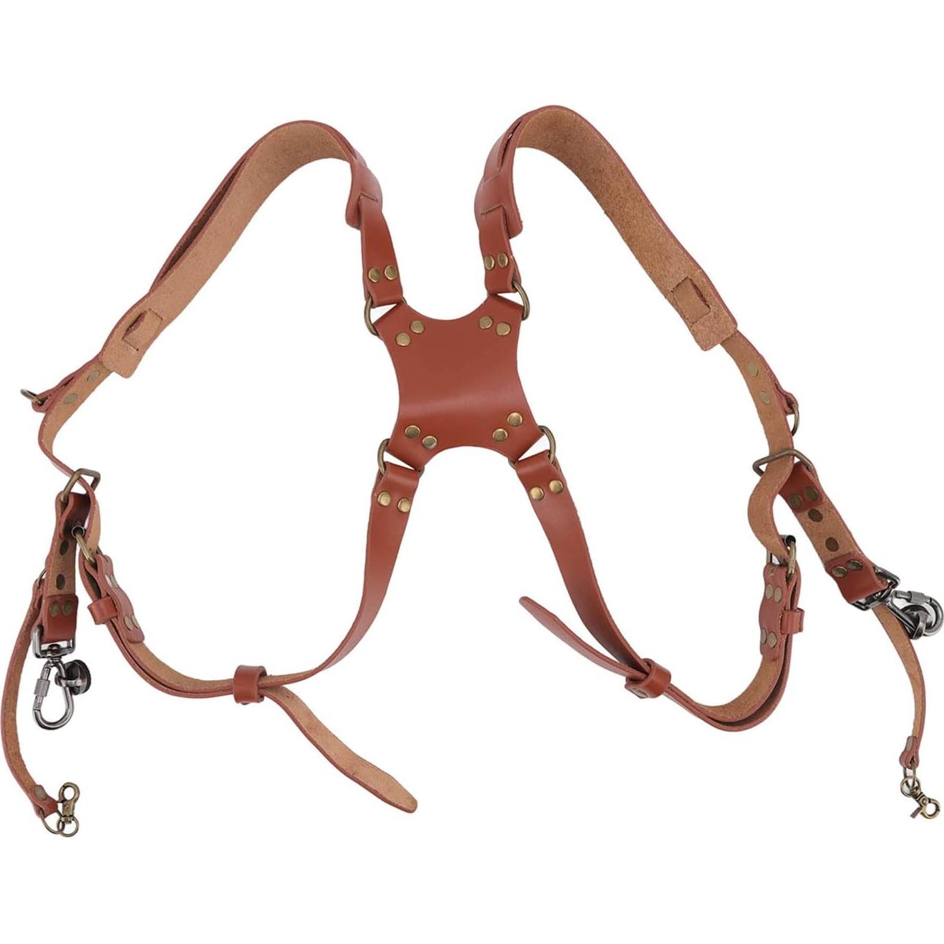Arnés Doble Cámara Jerliflyer de Cuero Ajustable Marrón