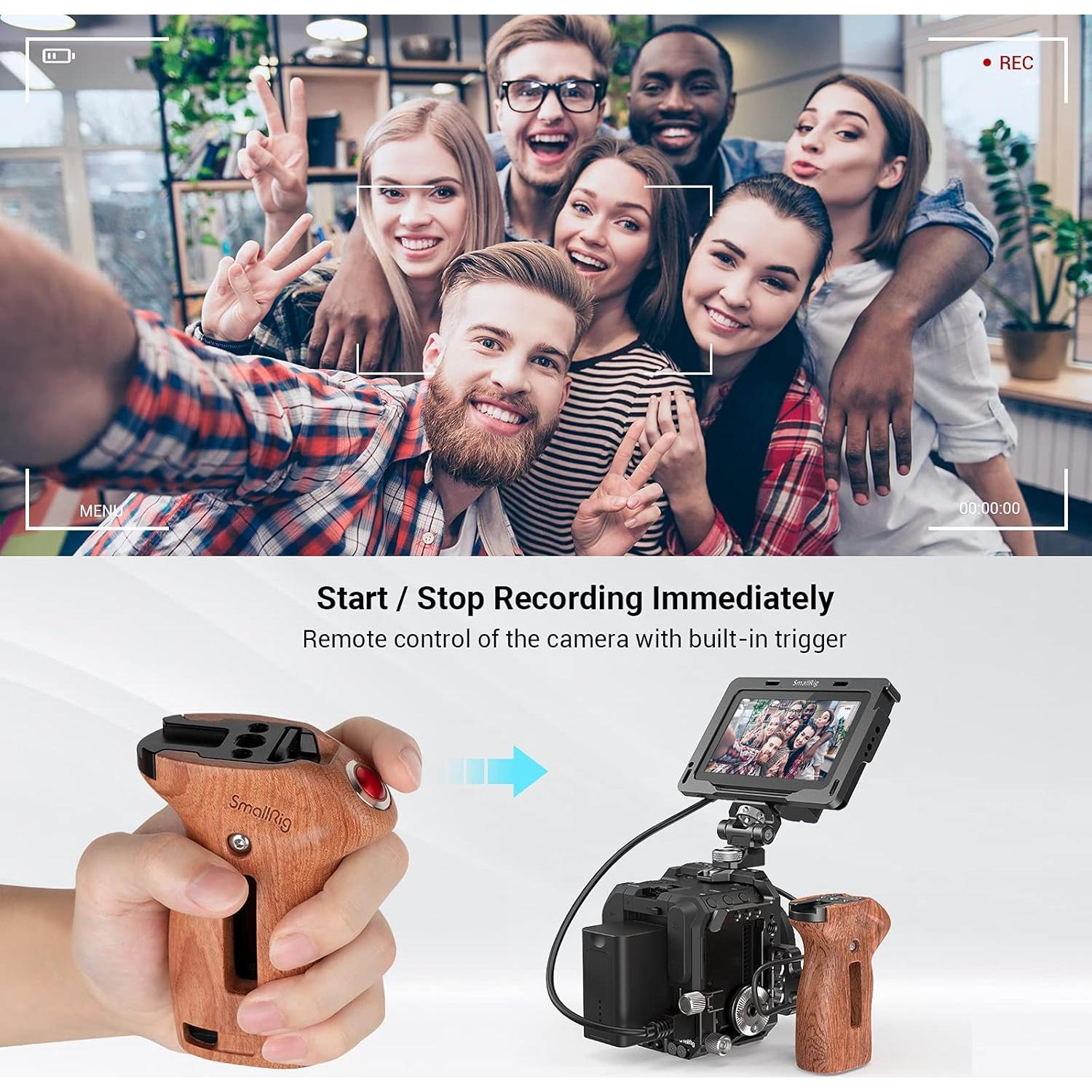 Mango Lateral Rosetado SmallRig 3323 con Disparador Remoto