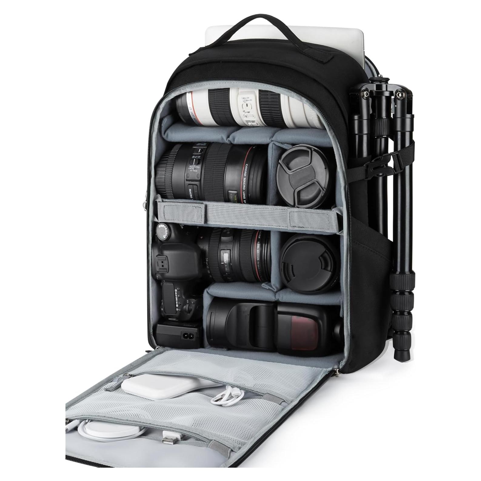 Mochila para Cámara BAGSMART Negra 30L para DSLR y Laptop 15.6"