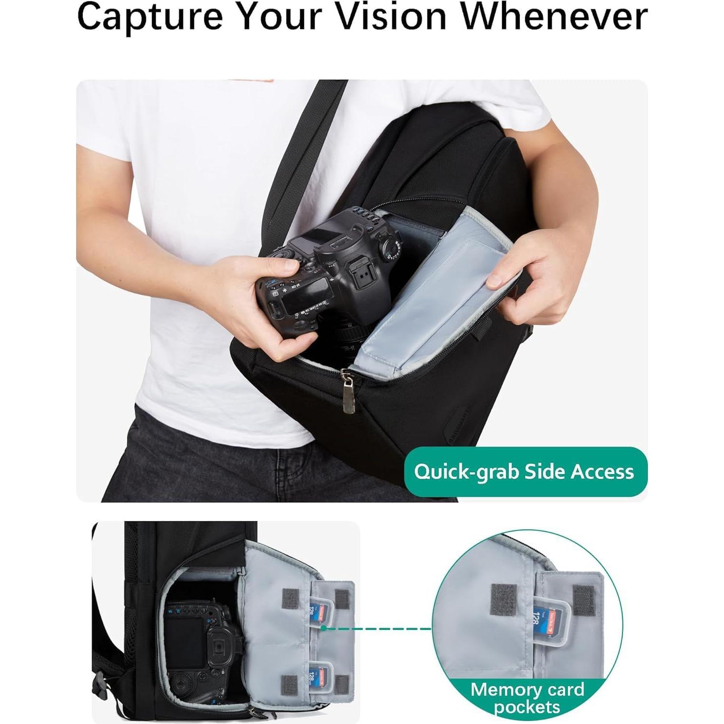 Mochila para Cámara BAGSMART Negra 30L para DSLR y Laptop 15.6"