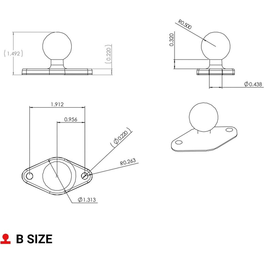 Base de bola RAM Mounts GPS RAM-B-238U 6.17x3.33cm Aluminio