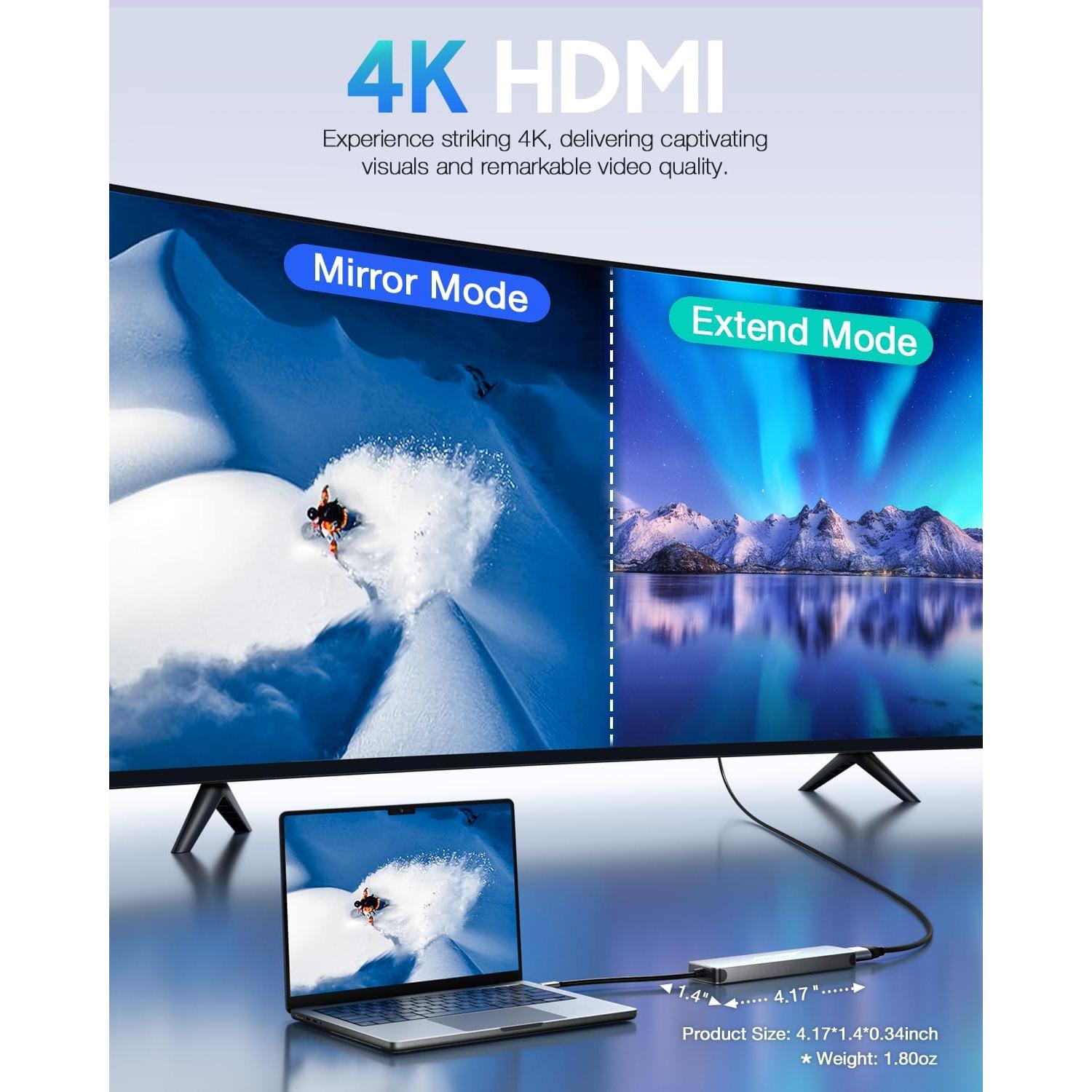 Hub USB C Hiearcool 7 en 1 HDMI 4K 100W para MacBook Pro