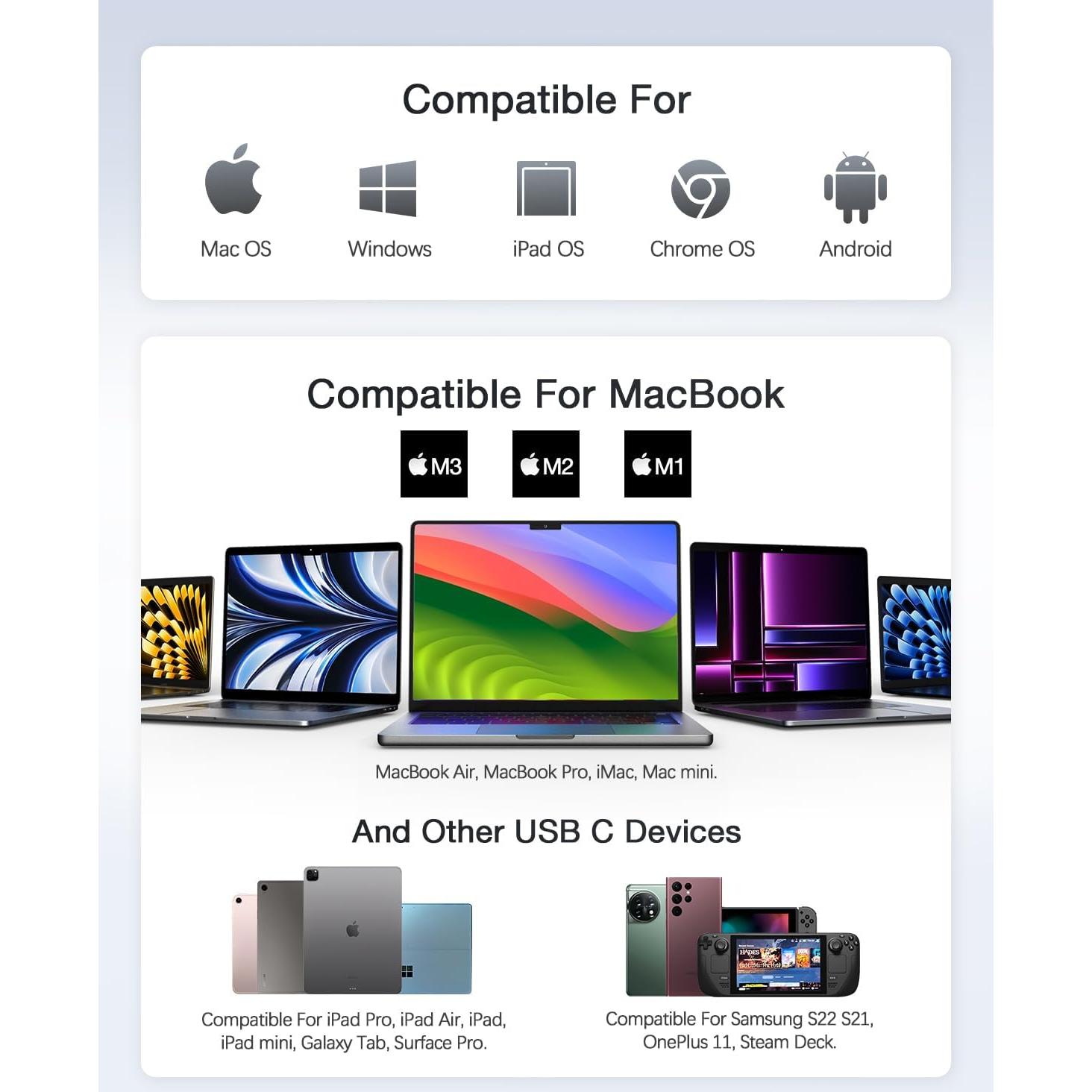 Hub USB C Hiearcool 7 en 1 HDMI 4K 100W para MacBook Pro