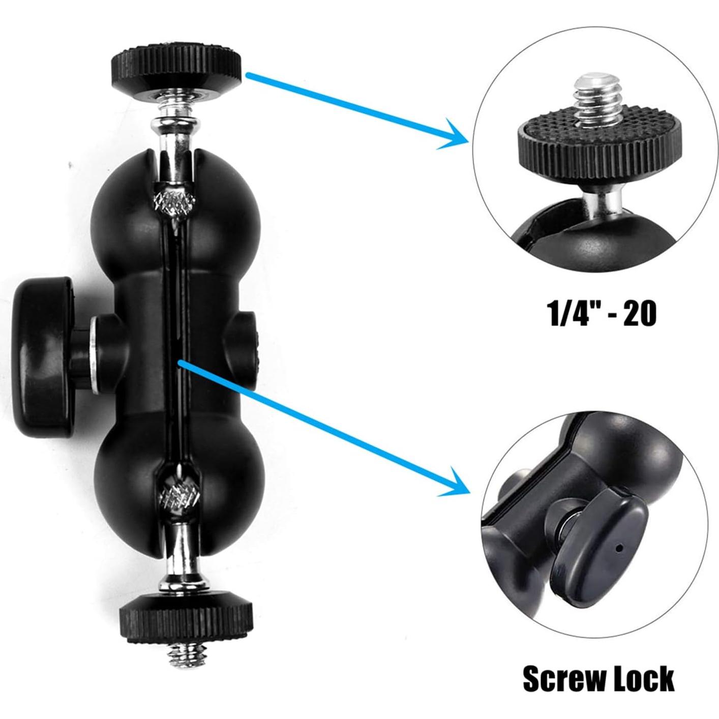 Soporte de cámara WANBY con abrazadera de doble bola 7.9x4.8cm