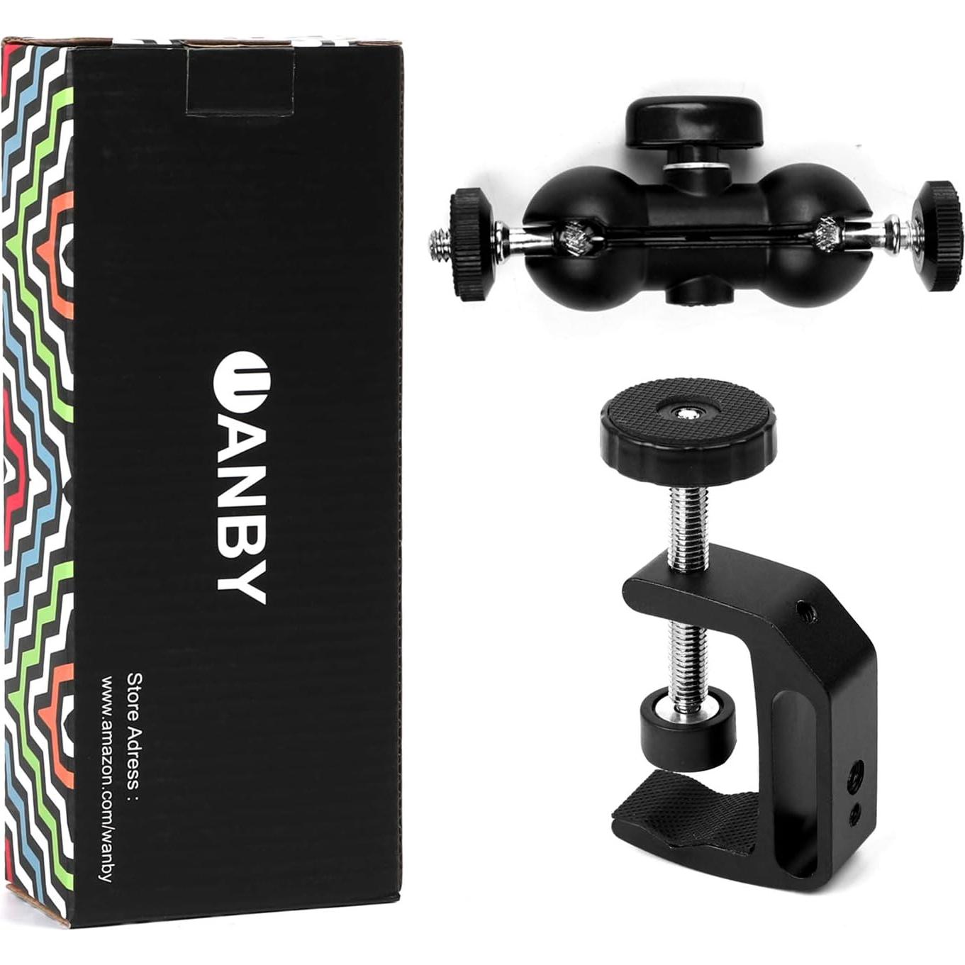 Soporte de cámara WANBY con abrazadera de doble bola 7.9x4.8cm