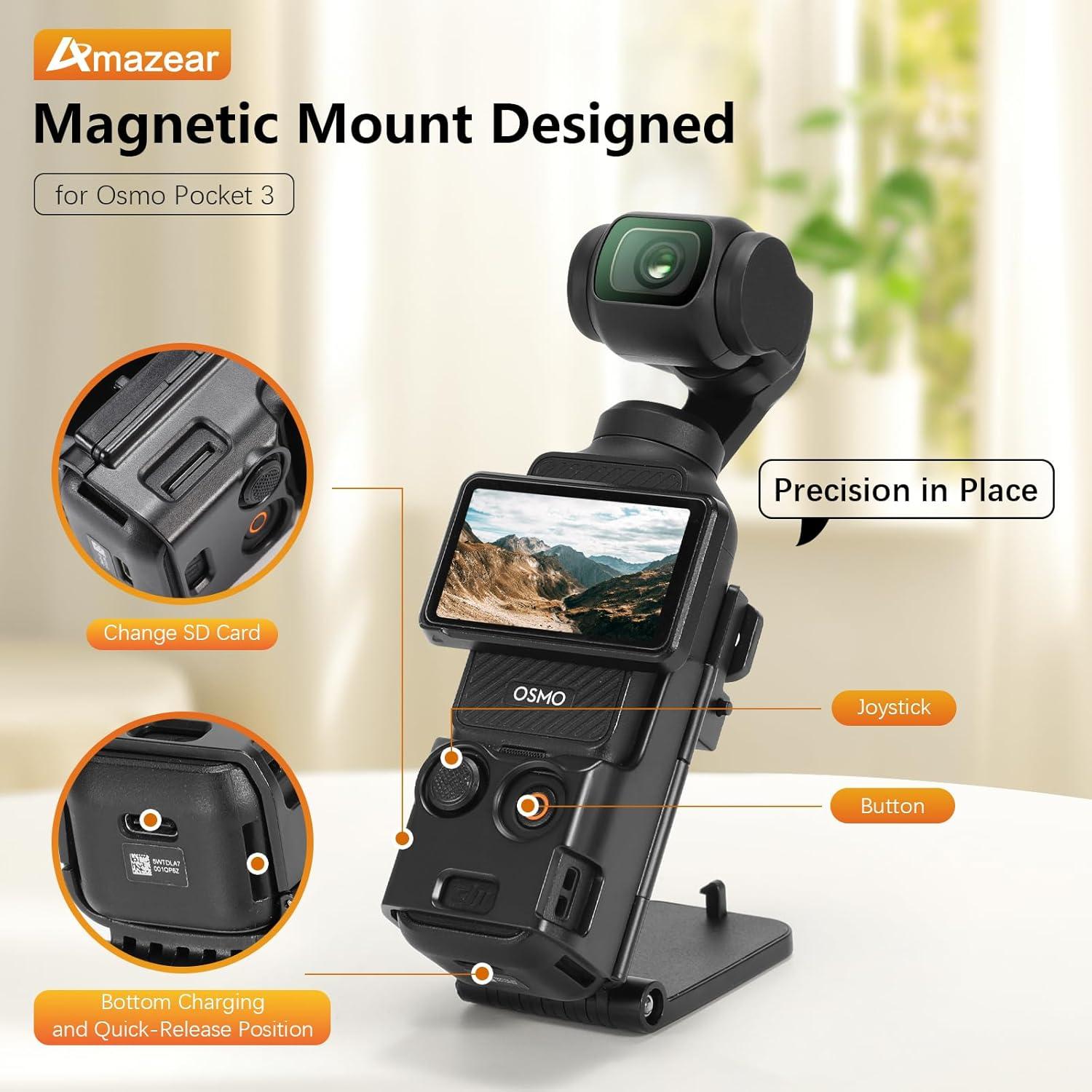 Soporte Magnético Amazear para DJI Osmo Pocket 3, Negro