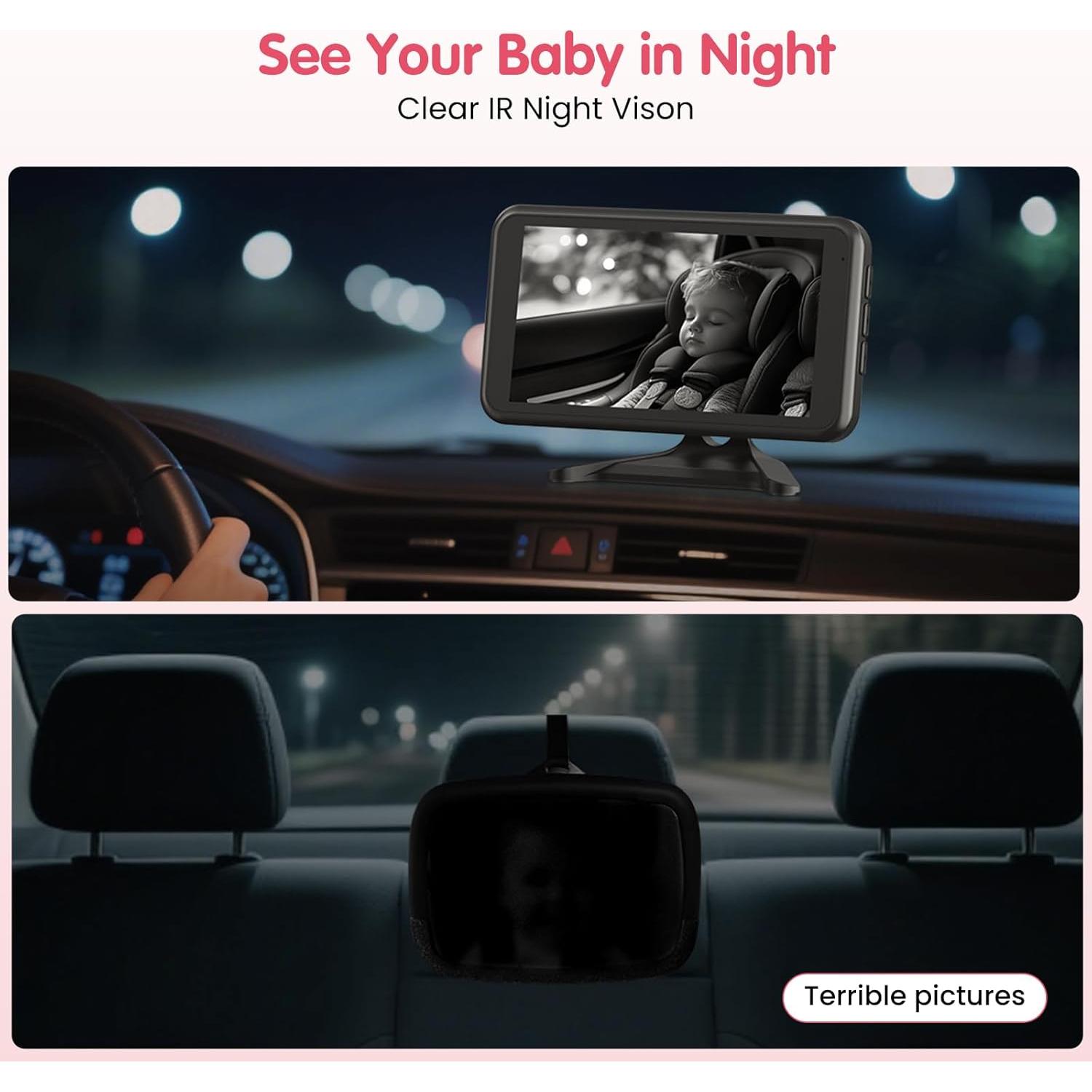 Cámara para Bebés en Auto BM2A 5.2" HD 1080P Visión Nocturna