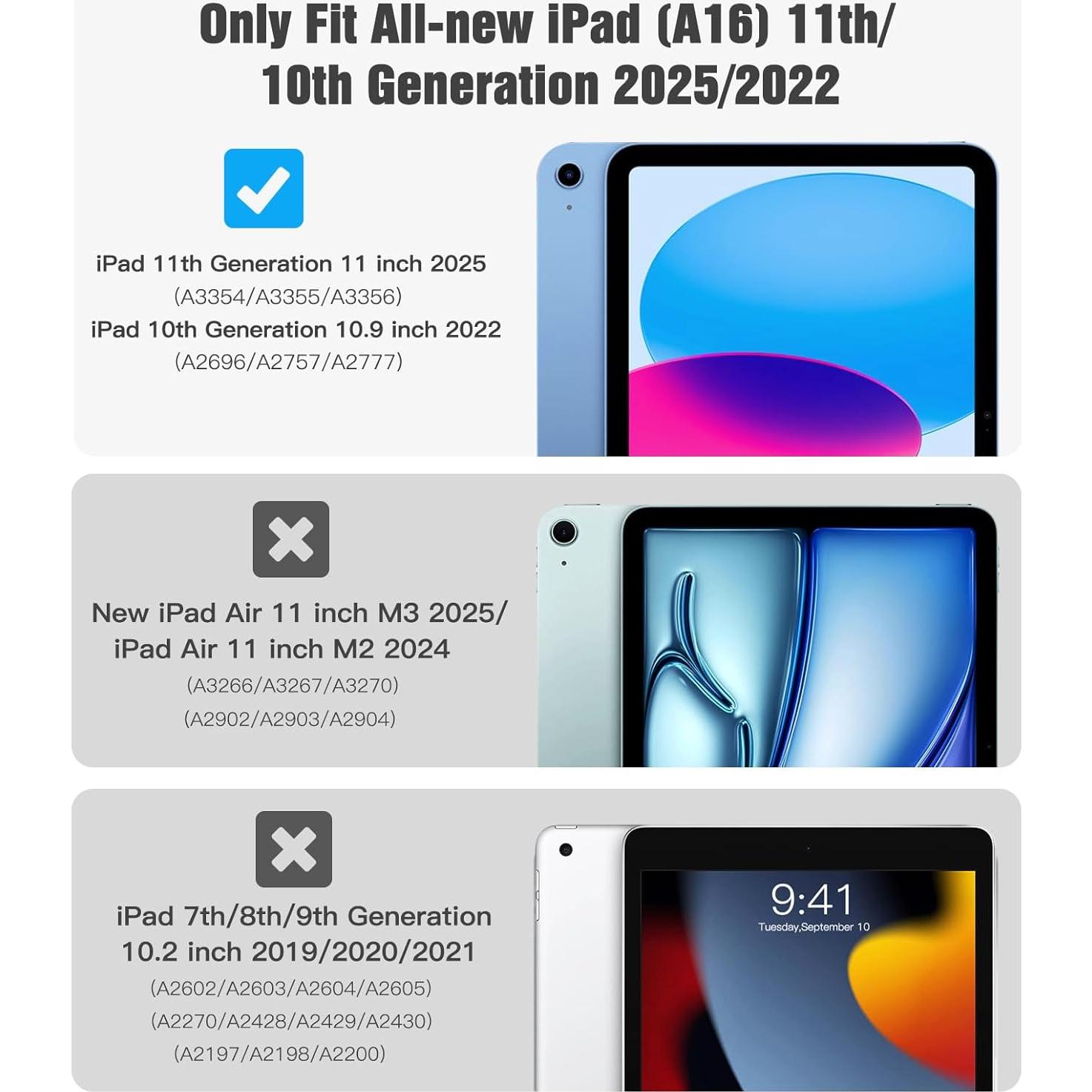 Funda TiMOVO para iPad A16 11" 2025 y 10.9" 2022 Azul