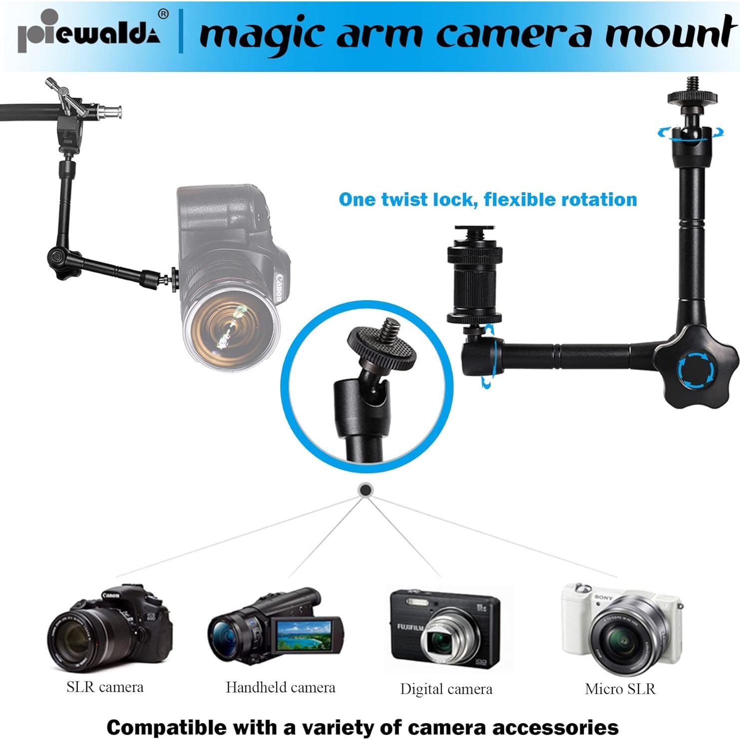 Brazo Mágico de Cámara Liveda 28 cm Ajustable con Abrazadera