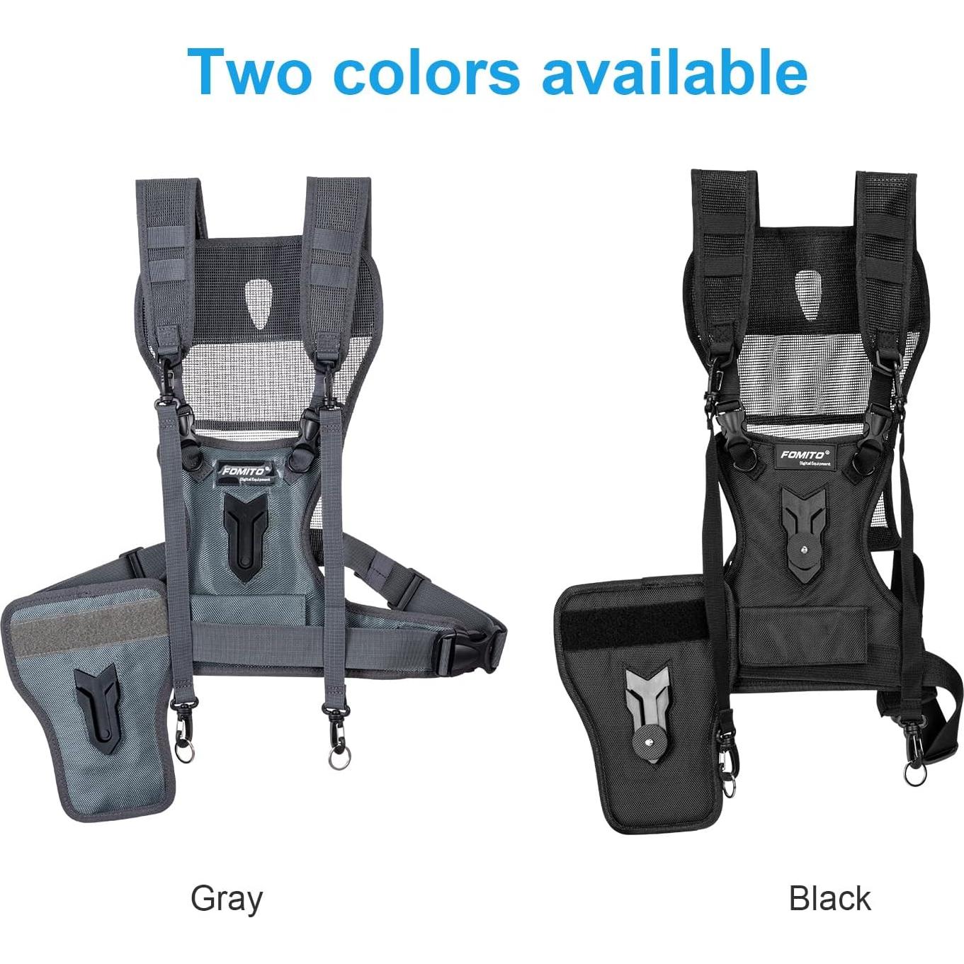 Sistema de Arnés Doble Cámara FOMITO, Chaleco Fotografía Gris