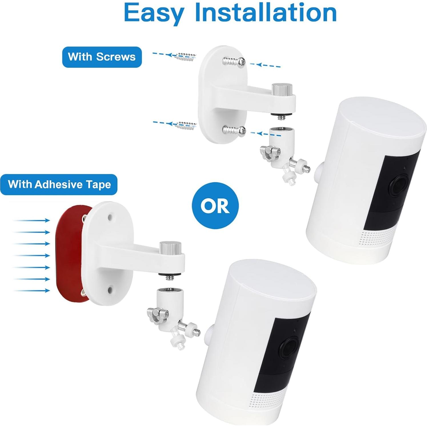 Soporte de Pared Ajustable para Cámaras Ring y Eufy - Blanco