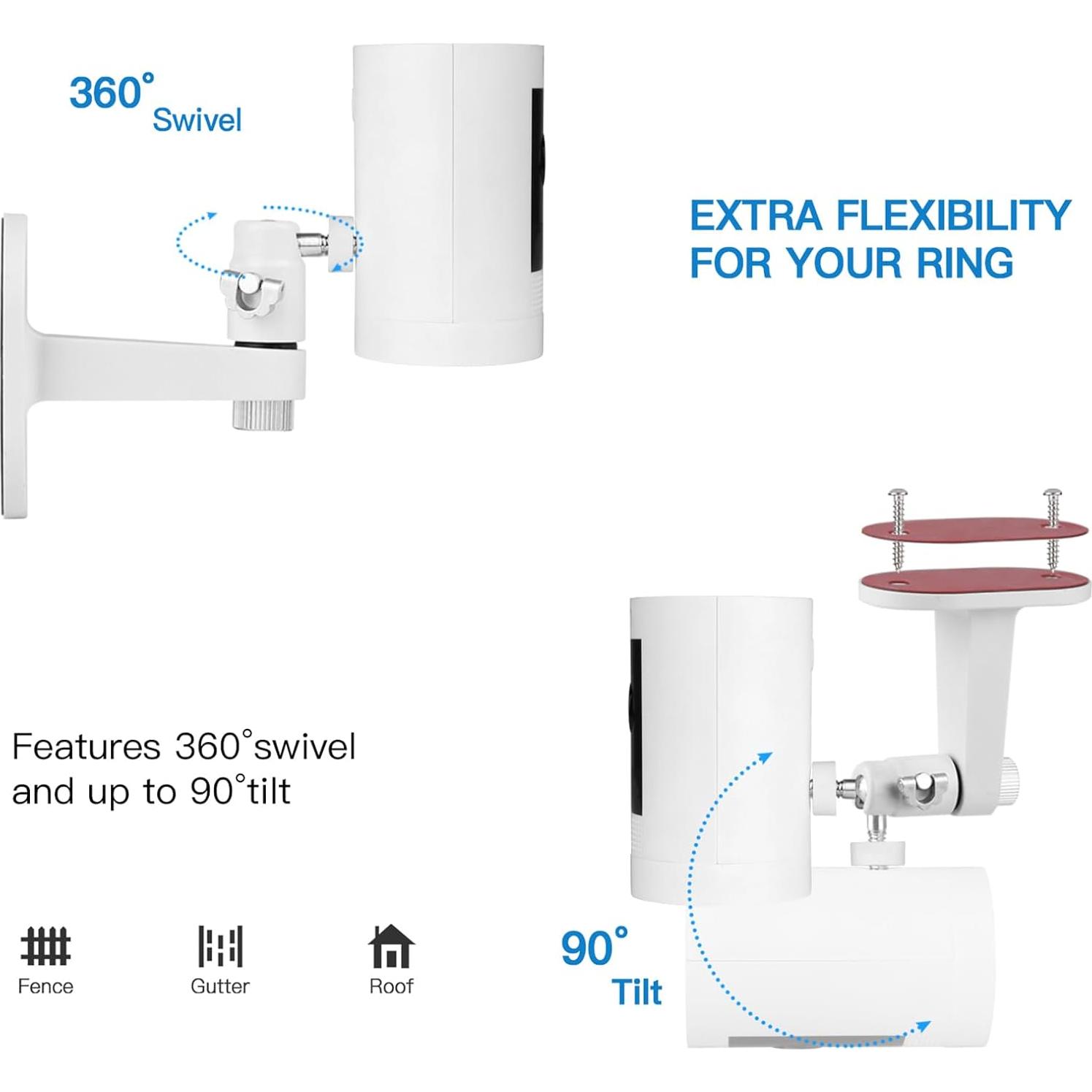 Soporte de Pared Ajustable para Cámaras Ring y Eufy - Blanco