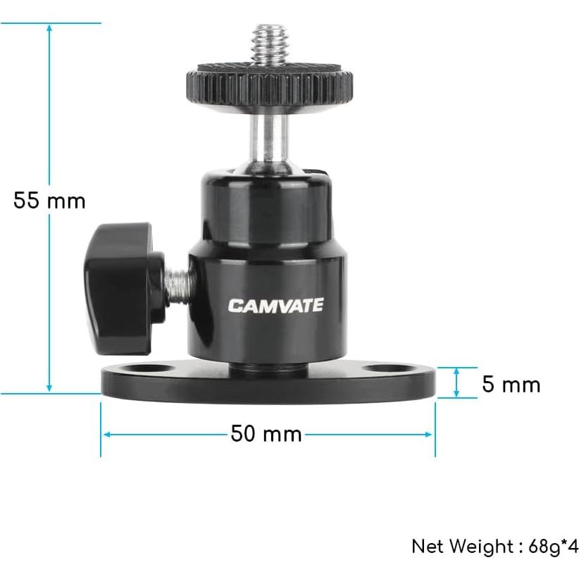 Cabezal Esférico Mini CAMVATE 1/4"-20 Ajustable 360°