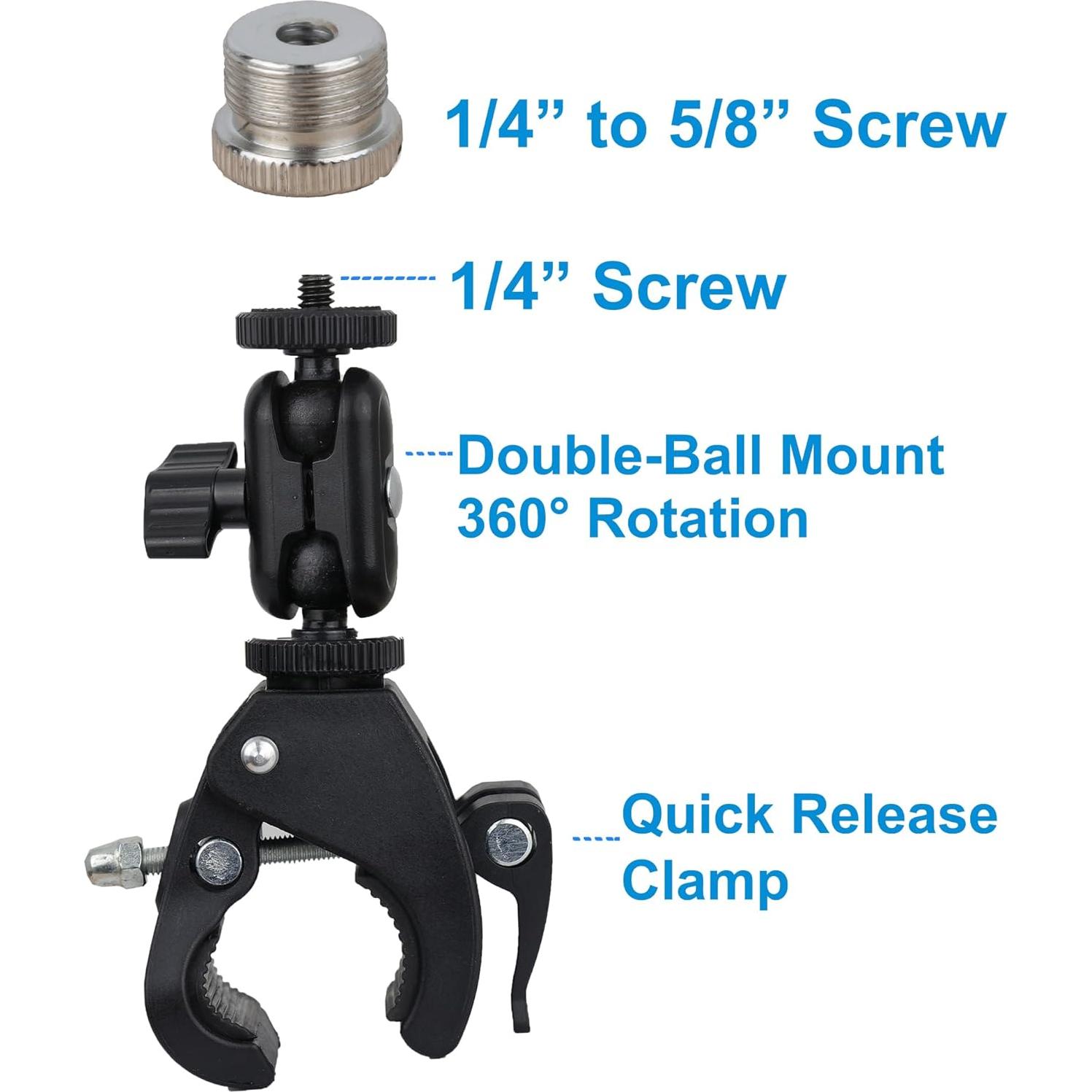 Soporte de micrófono Mic Crab Clamp con ajuste 1/4" a 5/8"
