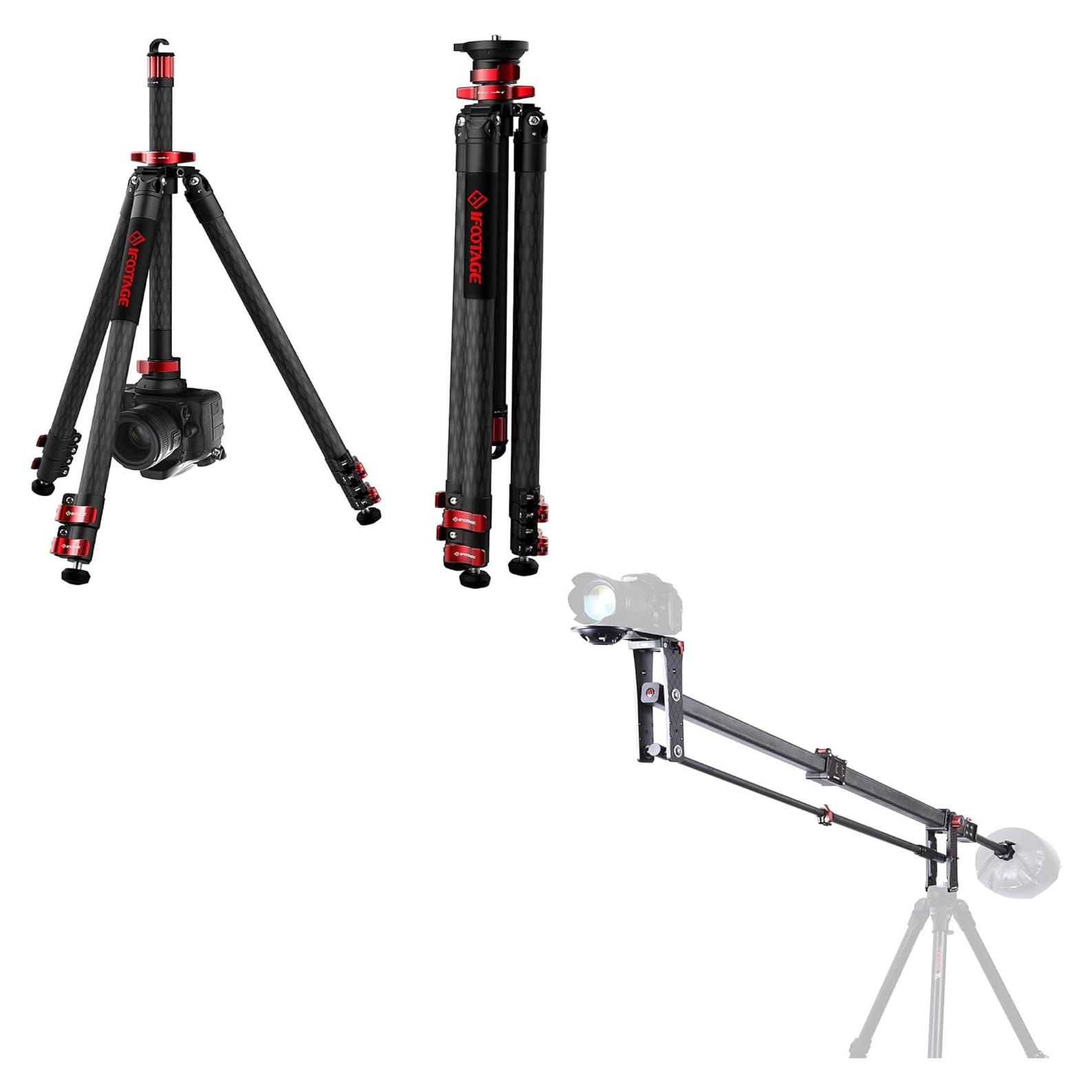 Trípode de Video IFOOTAGE de Fibra de Carbono 165 cm + Grúa Mini M1 III 216 cm