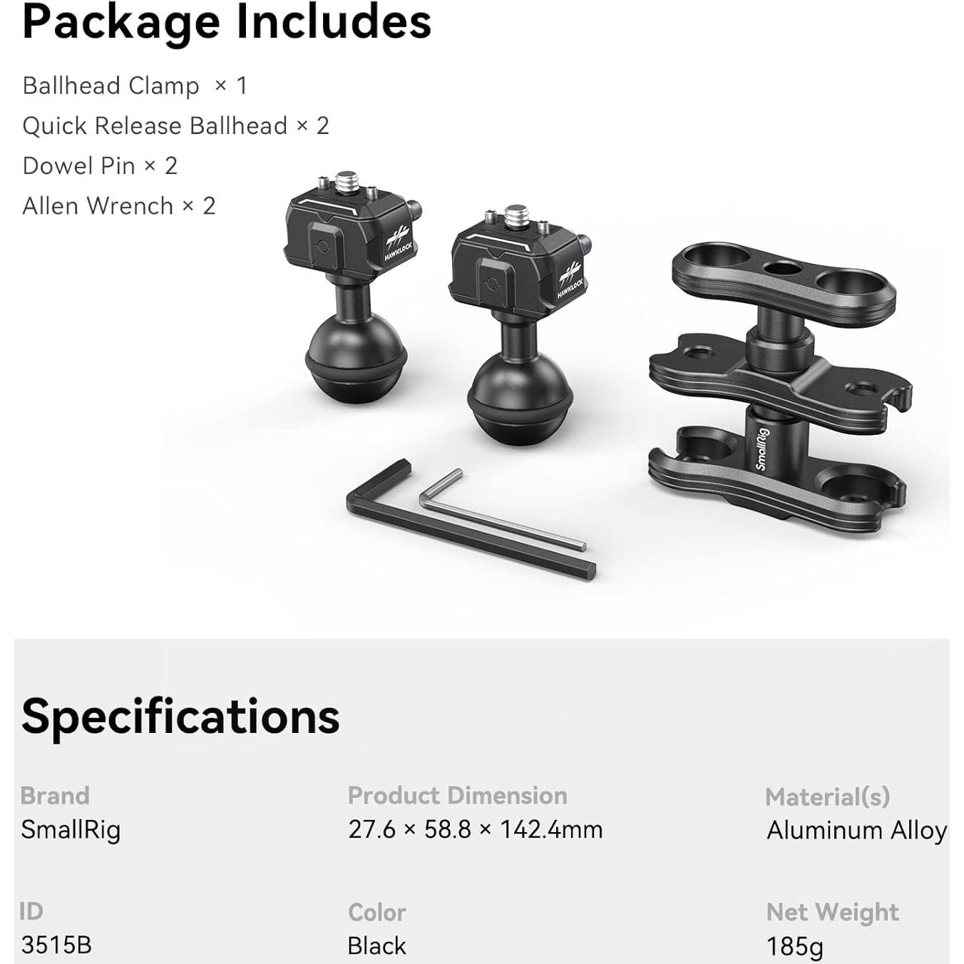 Brazo Mágico SmallRig 3515 con Cabezal Esférico 360° - 5kg
