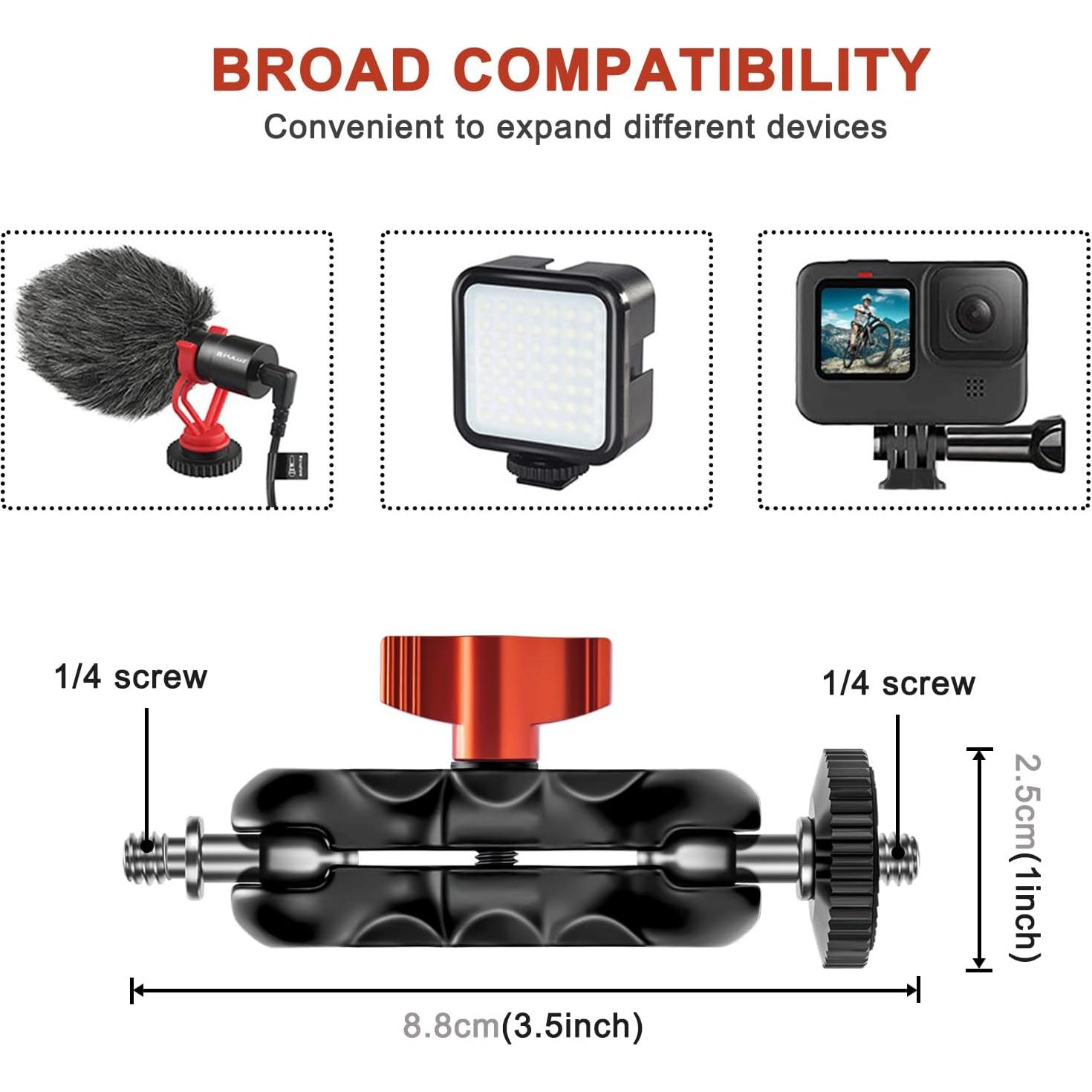 Soporte de cámara Super Clamp Lanxire con cabezal esférico 360°