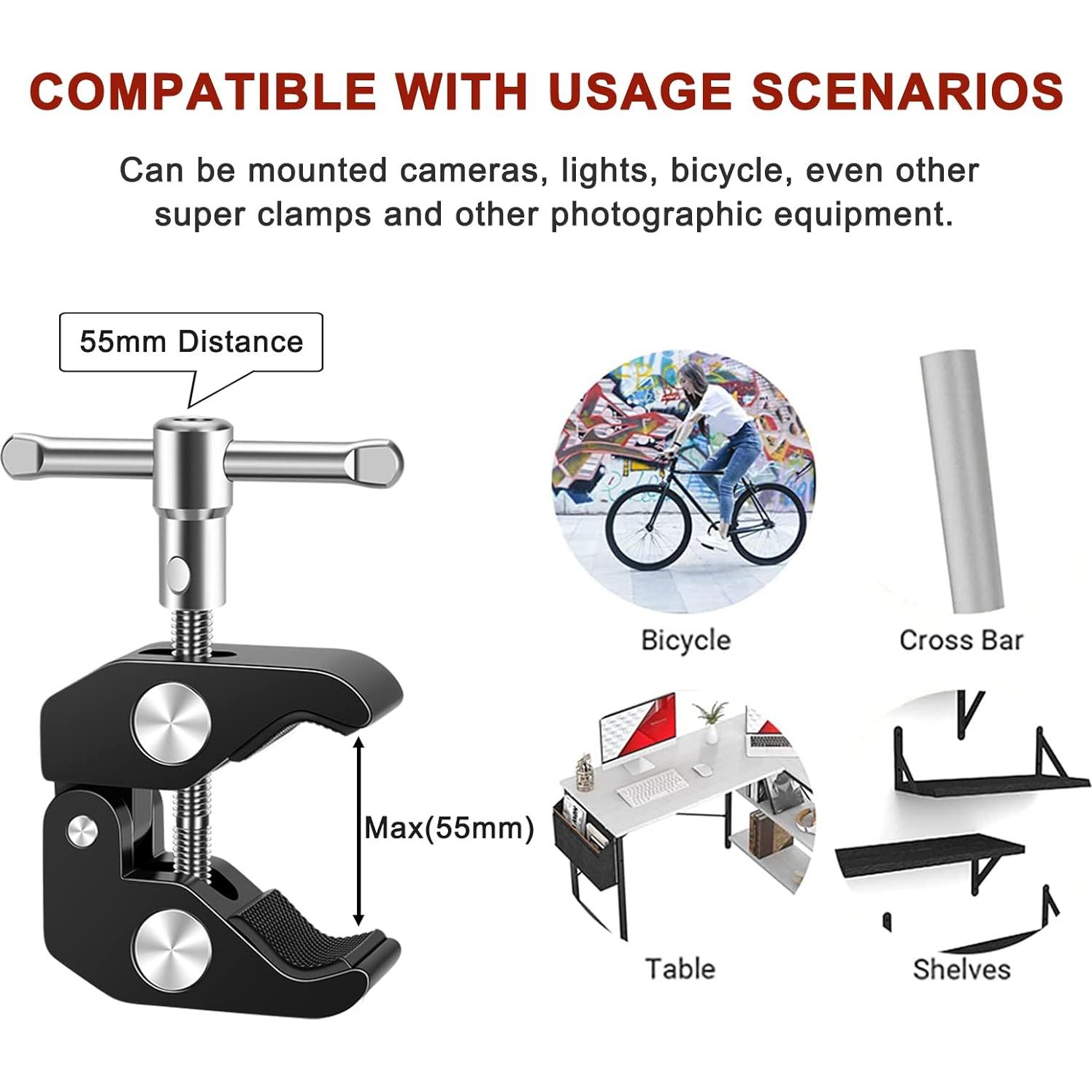 Soporte de cámara Super Clamp Lanxire con cabezal esférico 360°