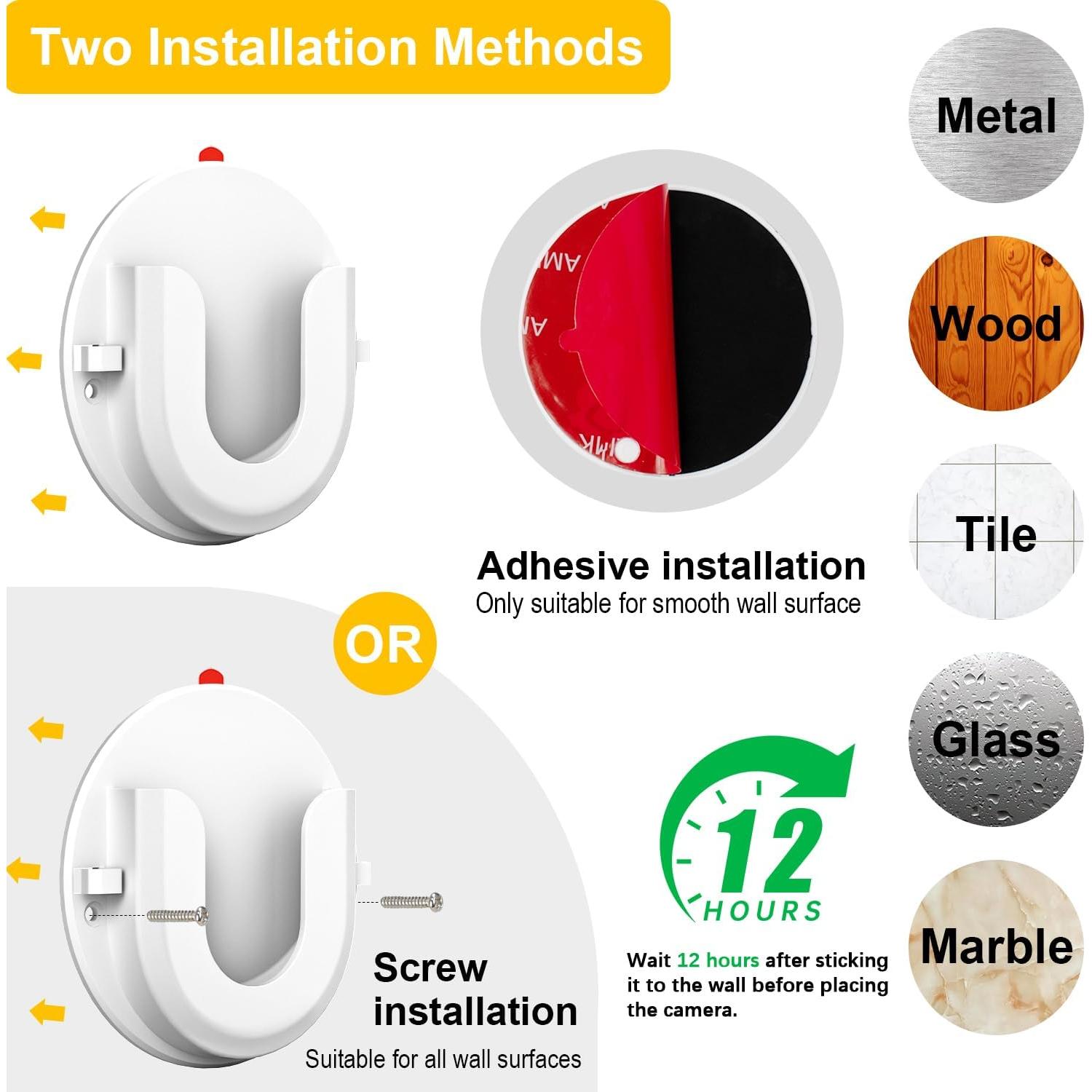 Soporte Adhesivo para Cámara Ring iTODOS - 2 Piezas, Instalación Sin Perforación