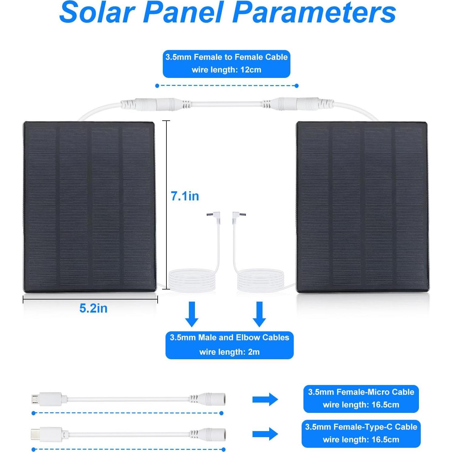 Panel Solar Impermeable 5V 3W KBT 2Pack para Cámara Eufy