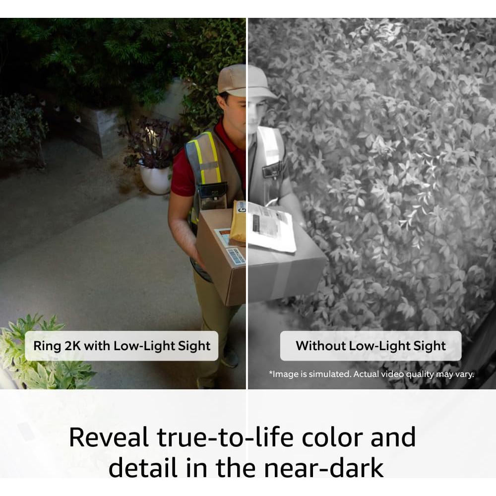 Introducing Ring Outdoor Cam Plus, Battery — Wide-Angle 2K Video with Ring Vision, Low-Light Sight for full-color night vision, Mount-Anywhere Versatility, White