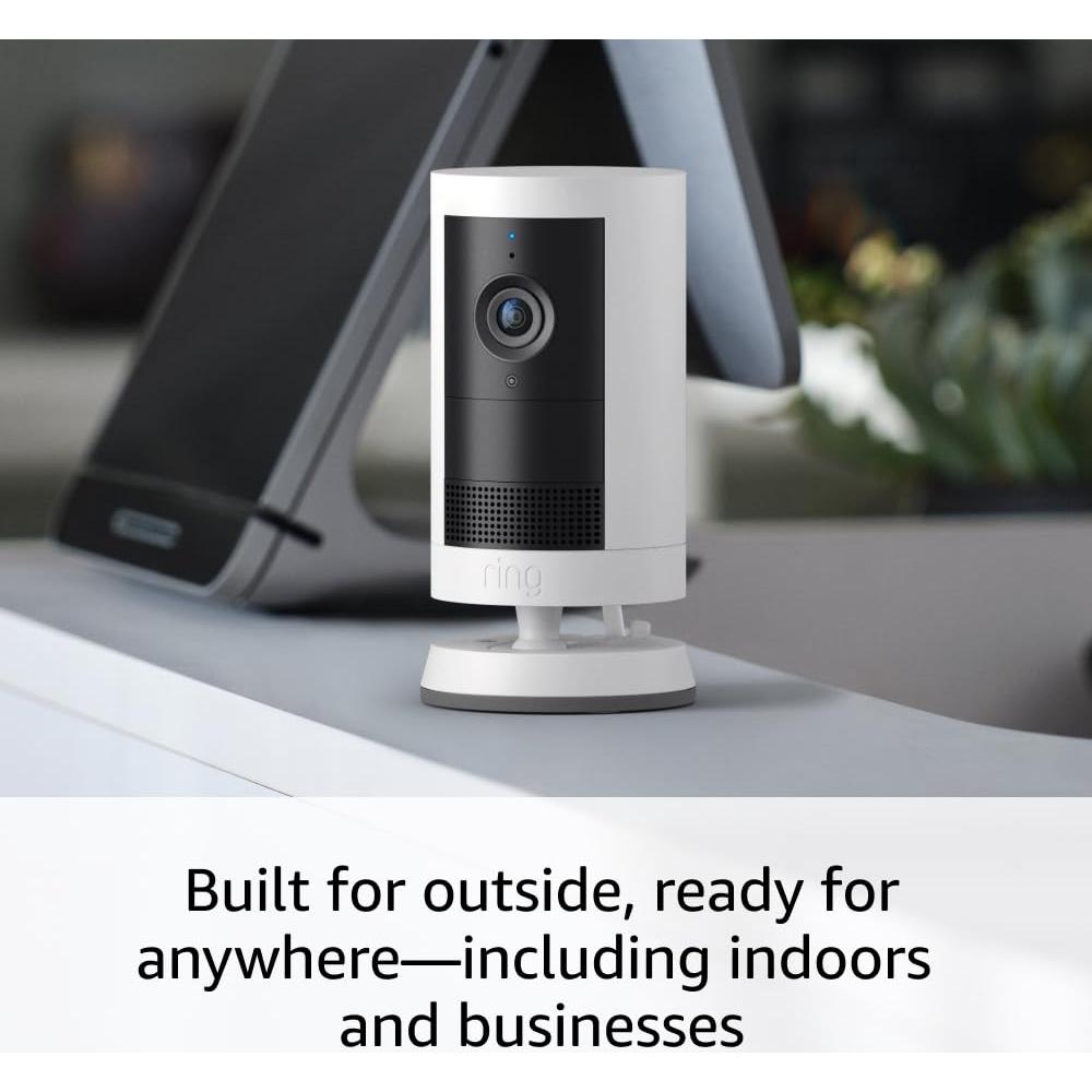 Introducing Ring Outdoor Cam Plus, Battery — Wide-Angle 2K Video with Ring Vision, Low-Light Sight for full-color night vision, Mount-Anywhere Versatility, White