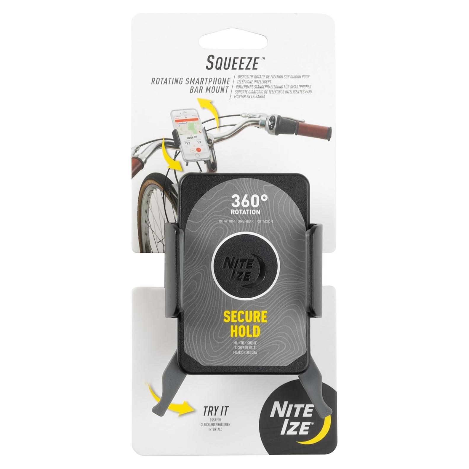 Soporte de Manillar para Smartphone Nite Ize Squeeze Negro - Rotativo 360°