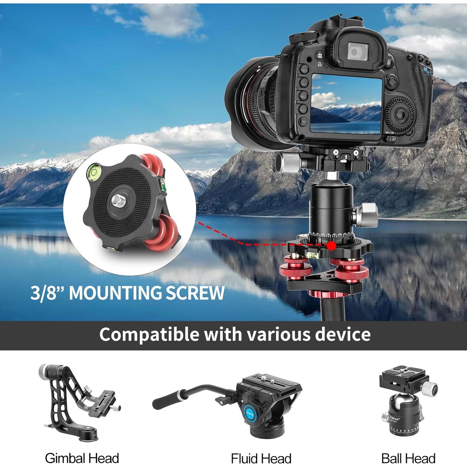 Base de Nivelación de Trípode CAVIX LP-64 Aluminio 3 Ejes