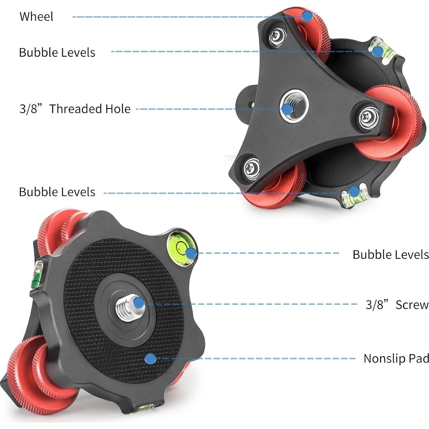 Base de Nivelación de Trípode CAVIX LP-64 Aluminio 3 Ejes