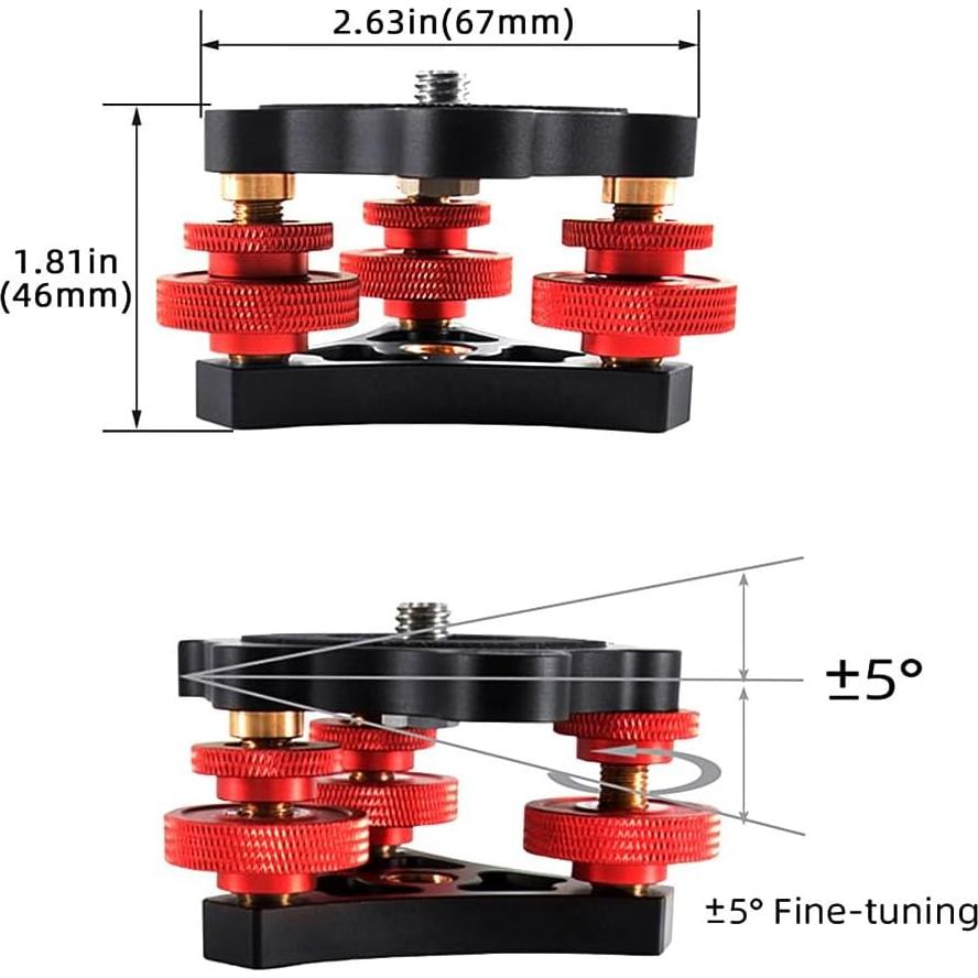 Cabezal de nivelación de trípode WYSXEBWZ +/−5° 15 kg
