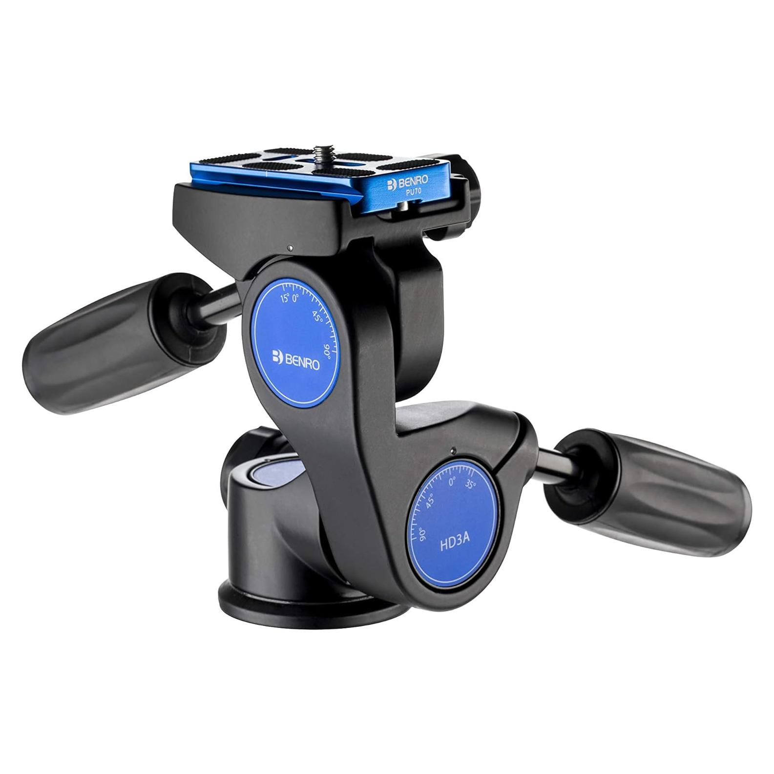 Cabezal de Pan 3 Vías Benro HD3A con Placa QR y 3 Niveles de Burbuja