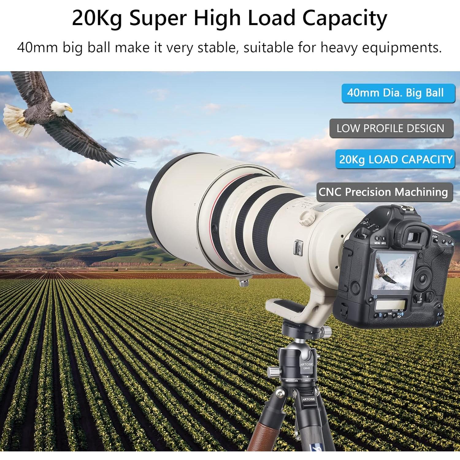 Cabezal de trípode ArtiCise 40mm con 2 placas liberación rápida