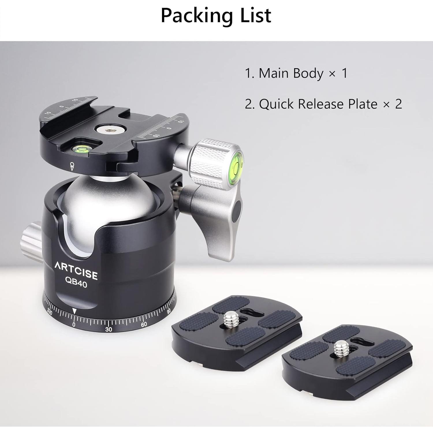 Cabezal de trípode ArtiCise 40mm con 2 placas liberación rápida