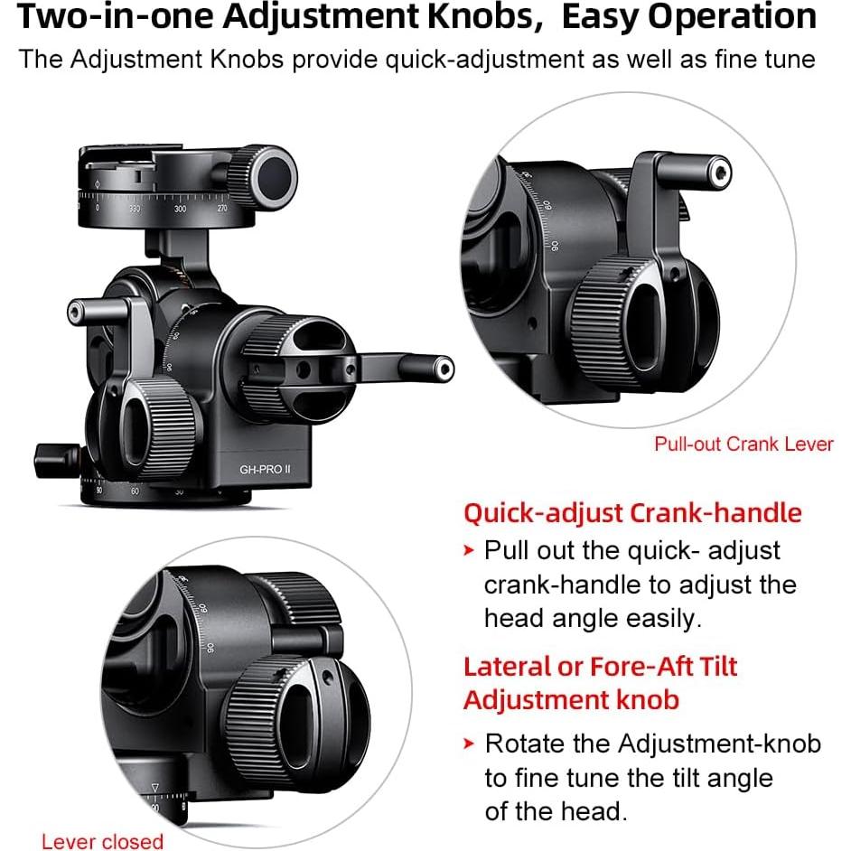 Cabezal de Trípode GH-PROII Sellvia con Engranaje de 3 Vías