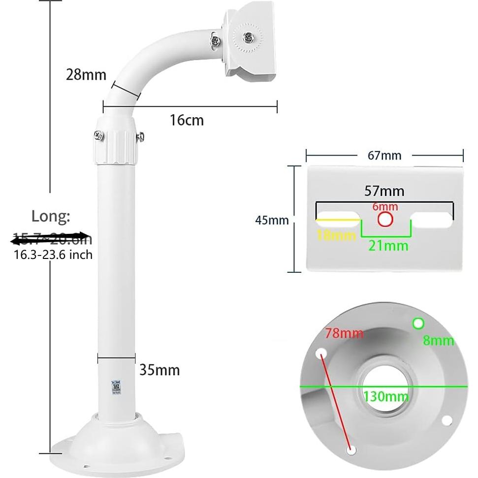 Soporte de cámara CCTV ajustable telescópico Aluminio Beige 40.6-60 cm