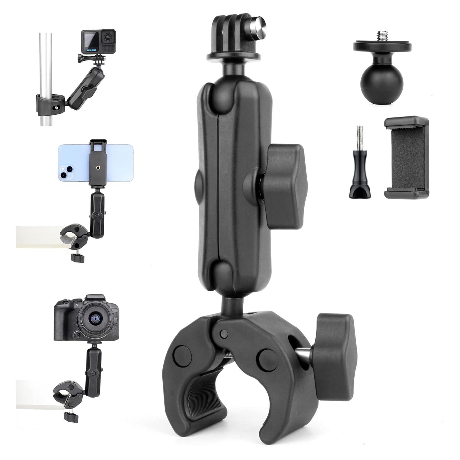 Soporte de cámara Super Clamp YALLSAME con adaptadores y brazo de aluminio