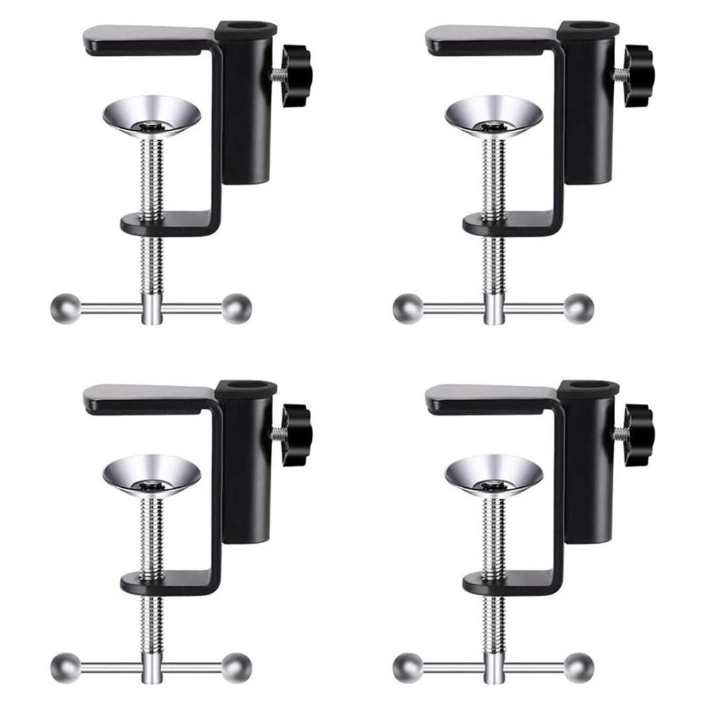 Abrazaderas de mesa BOLWHAO, paquete de 4, negro, ajuste 0.5-4.5cm