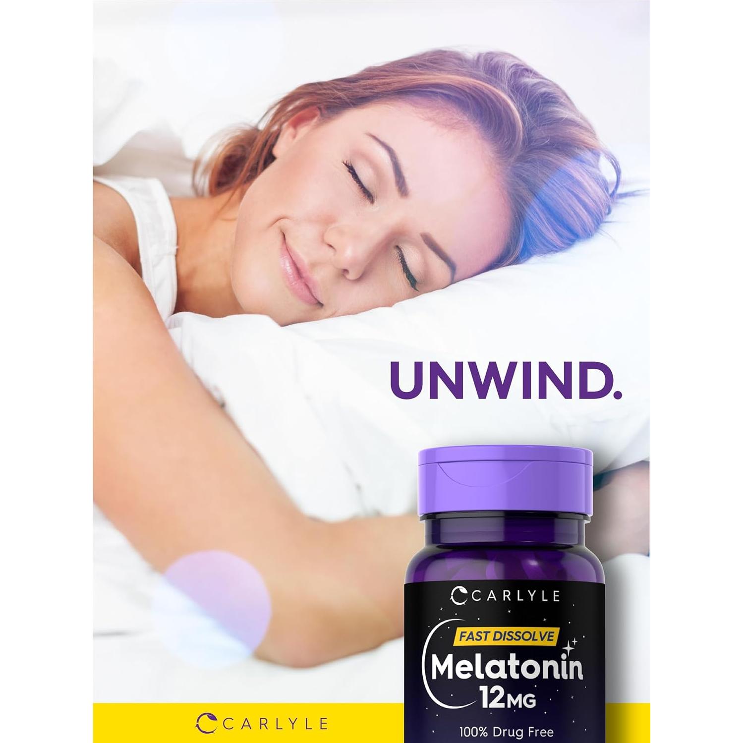 Melatonina 12 mg Carlyle 180 Tabletas Disolución Rápida Sabor Baya