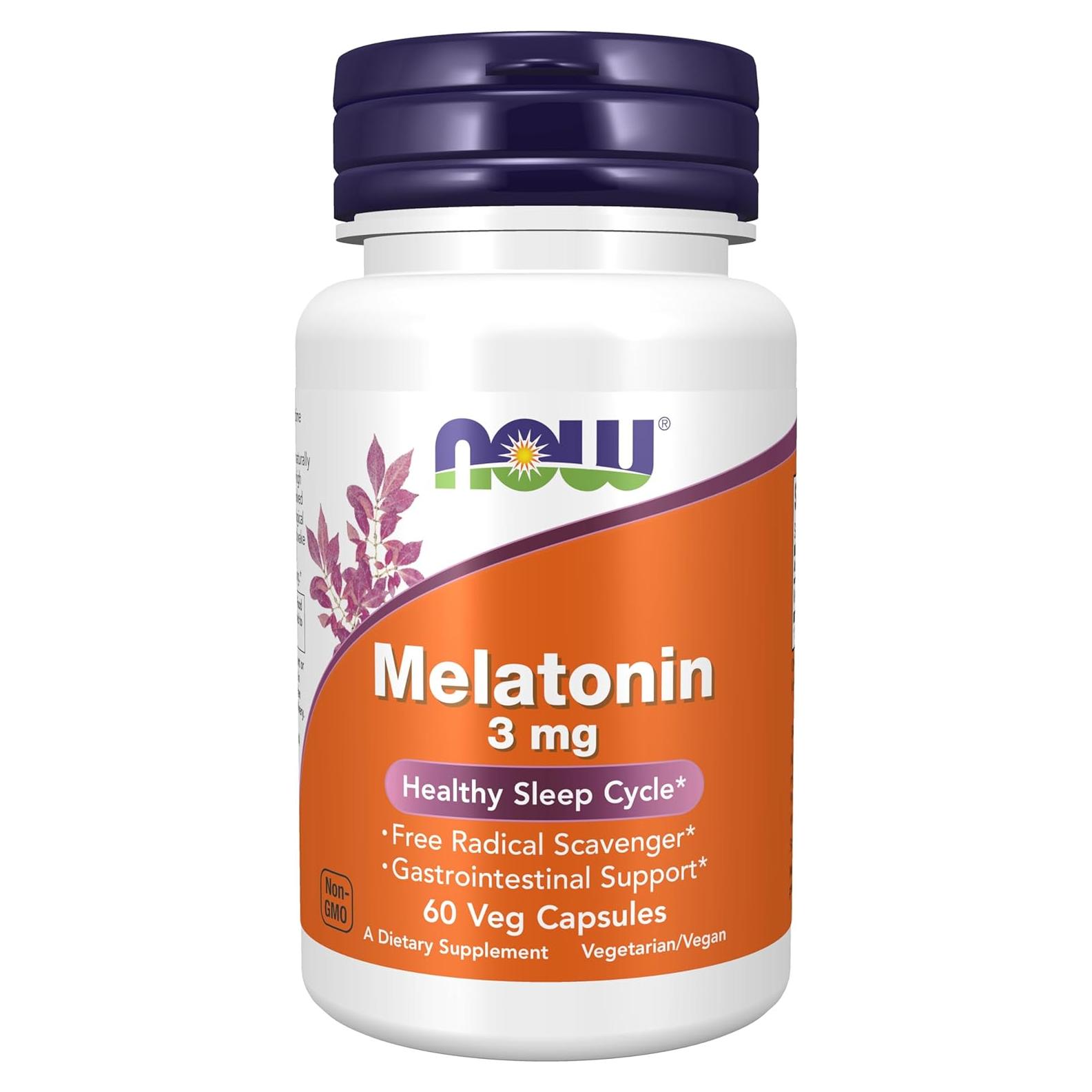 Melatonina 3 mg NOW Foods - 60 Cápsulas Veganas para Sueño Saludable