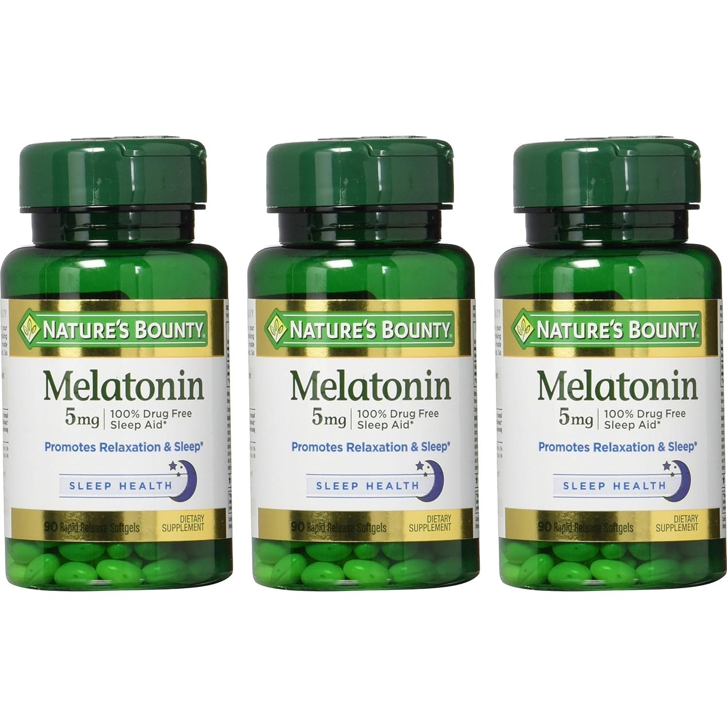 Suplemento de Melatonina Nature's Bounty 5 mg 90 Cápsulas