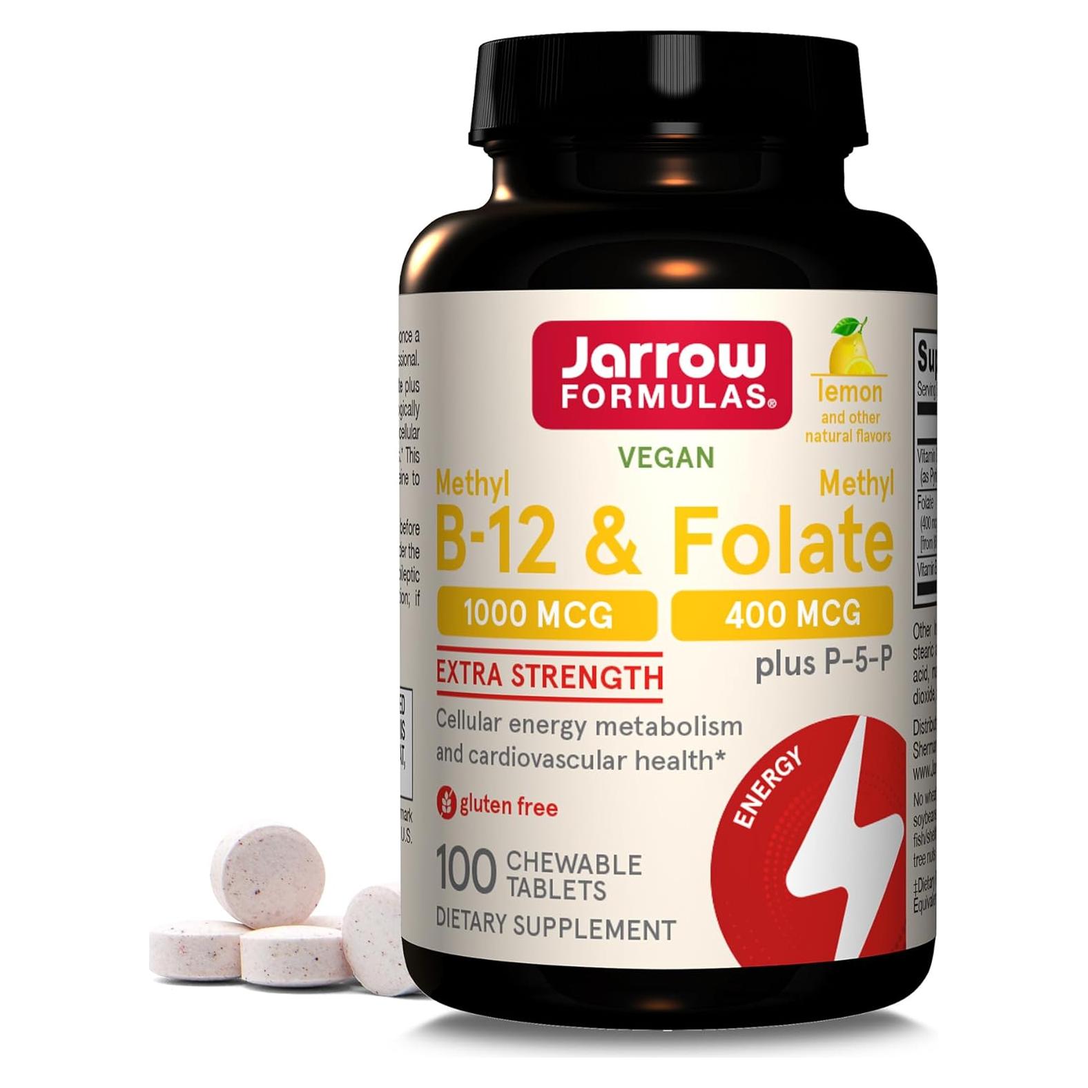 Suplemento Jarrow Formulas Metil B-12 1000 mcg y Folato 400 mcg