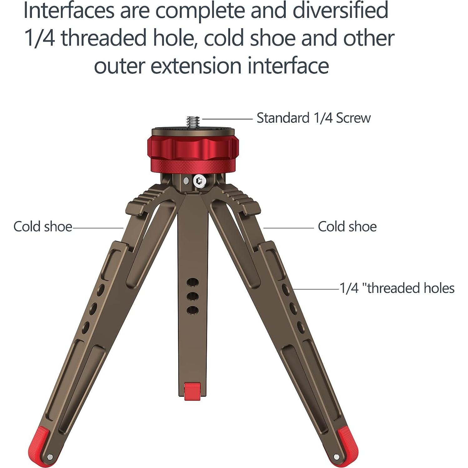 Mini trípode de mesa Poyinco WH072, soporte de aluminio 16 cm