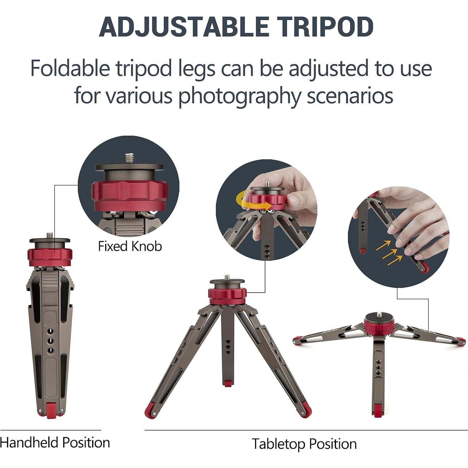 Mini trípode de mesa Poyinco WH072, soporte de aluminio 16 cm