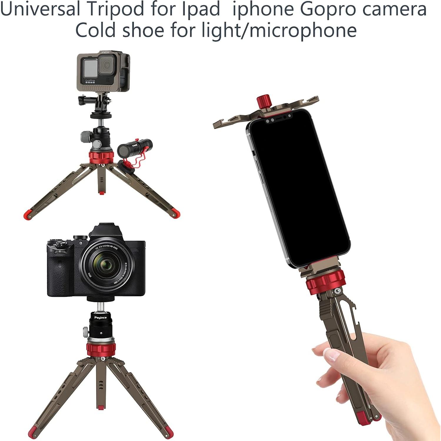 Mini trípode de mesa Poyinco WH072, soporte de aluminio 16 cm