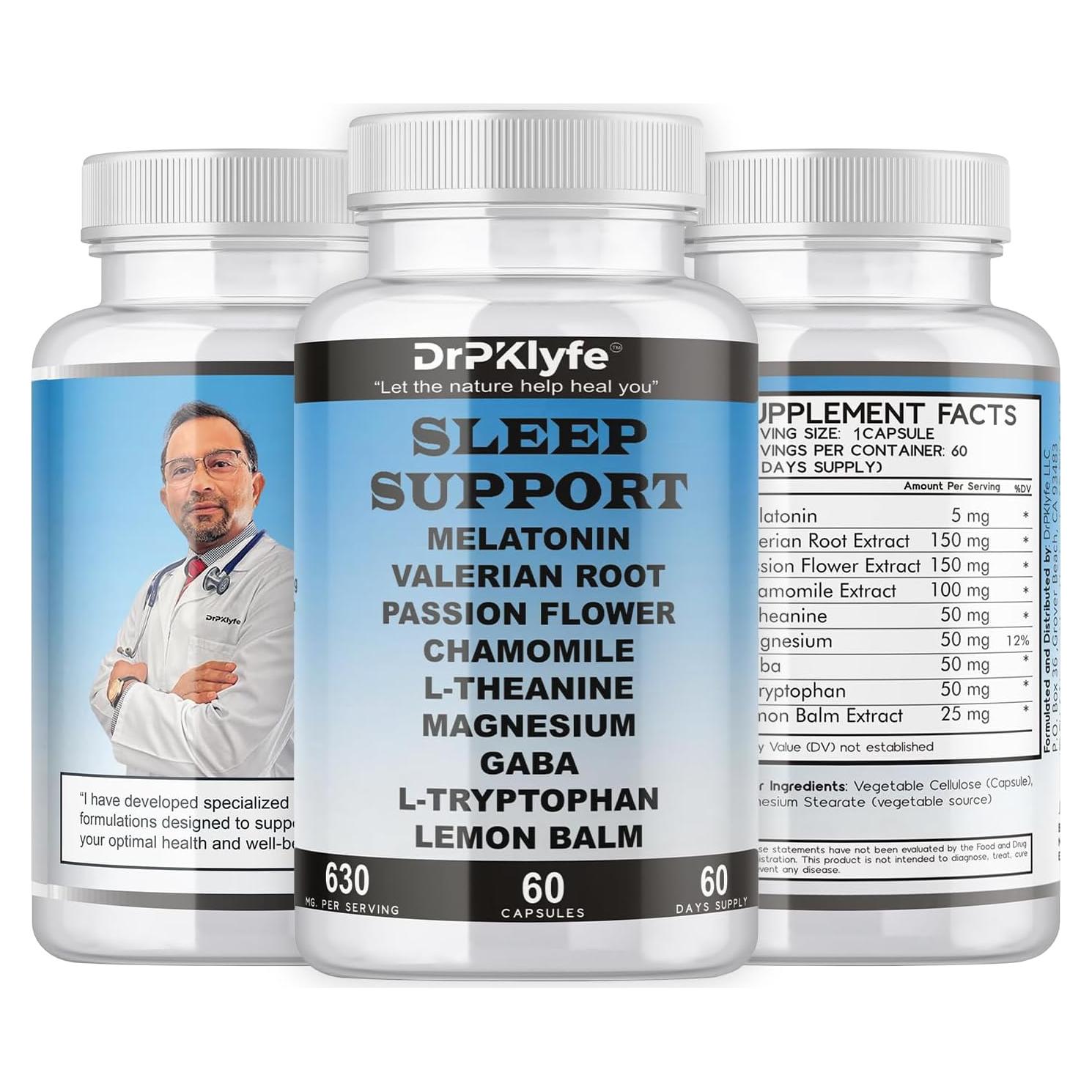 Cápsulas de Melatonina y Hierbas DrPKlyfe 630mg - 60 Días