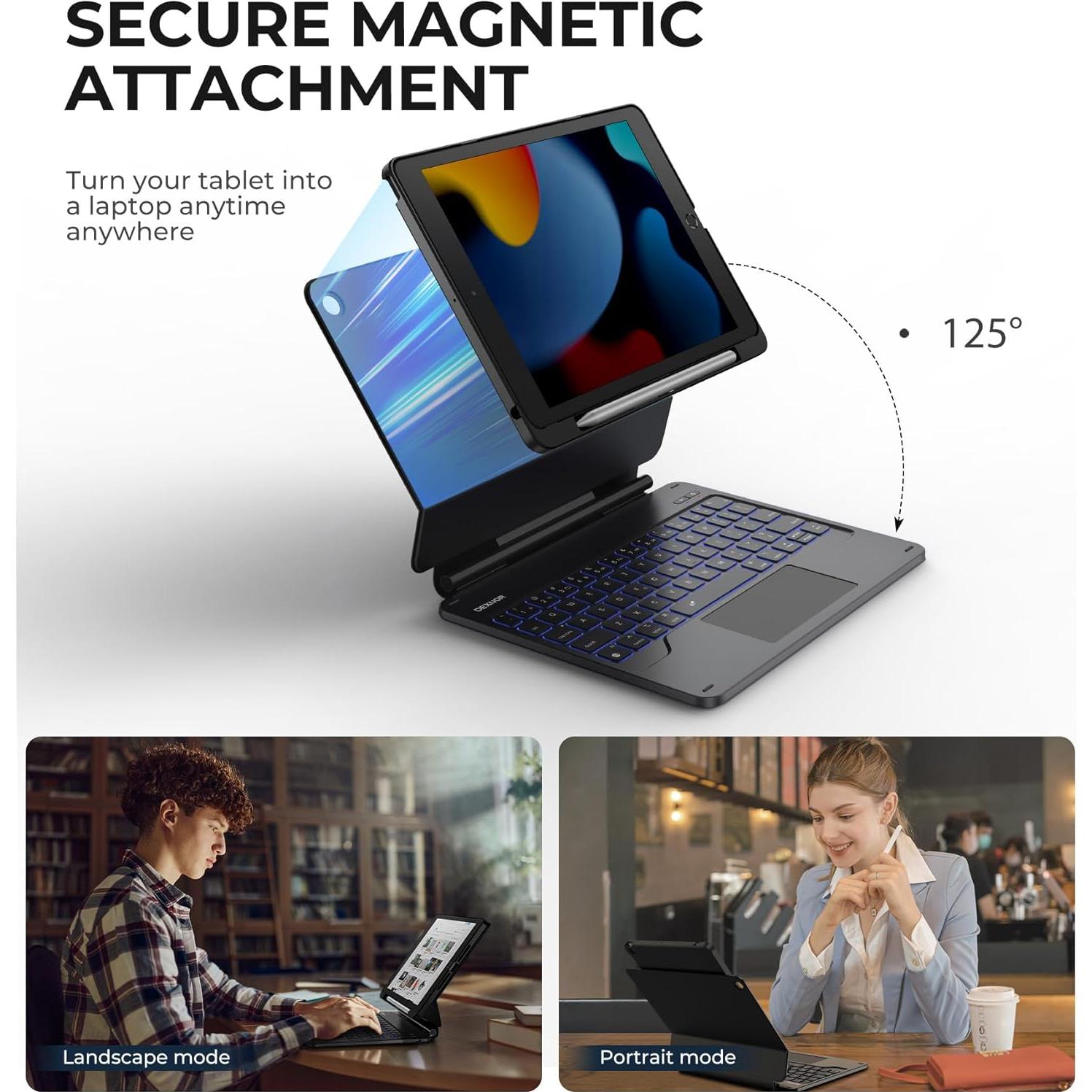 Funda con Teclado Dexnor para iPad 10.2" 9ª Gen Negro