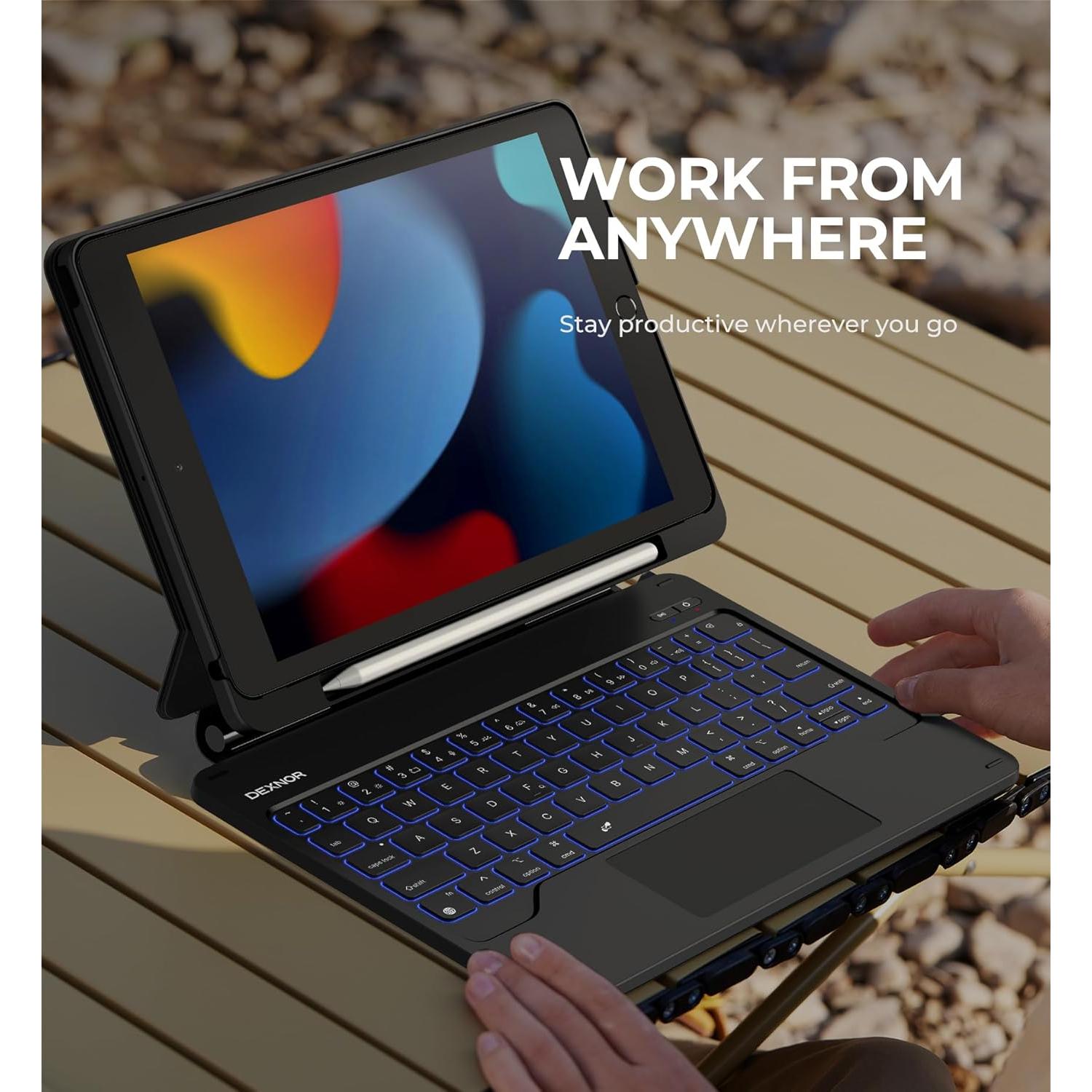 Funda con Teclado Dexnor para iPad 10.2" 9ª Gen Negro